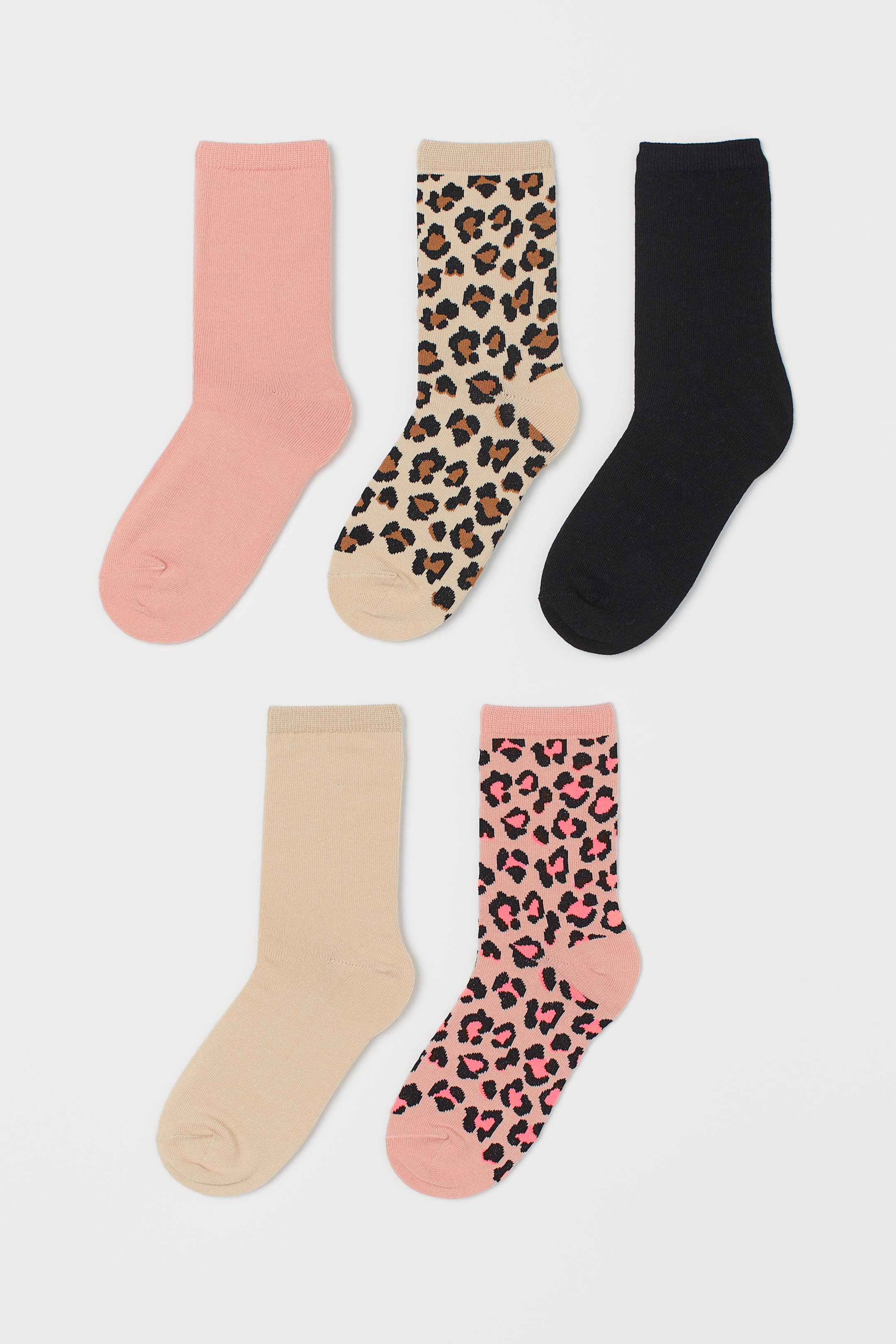 Größeres Bild ansehen: 5er-Pack Strümpfe - Puderrosa/Leopardenmuster - Ladies | H&M DE 1