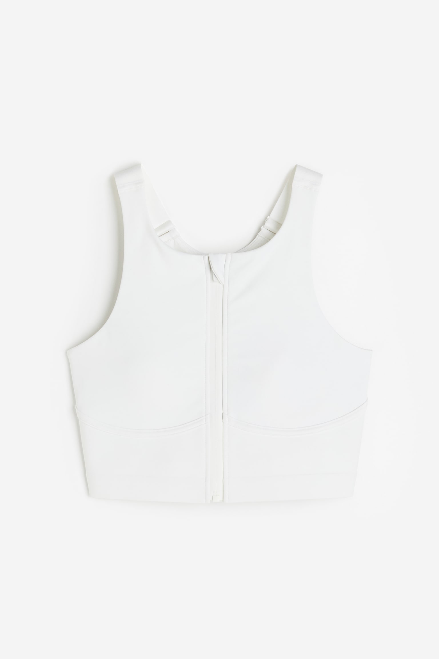 High Support Zipped Sports Bra In DryMove™ - White/Black - 1