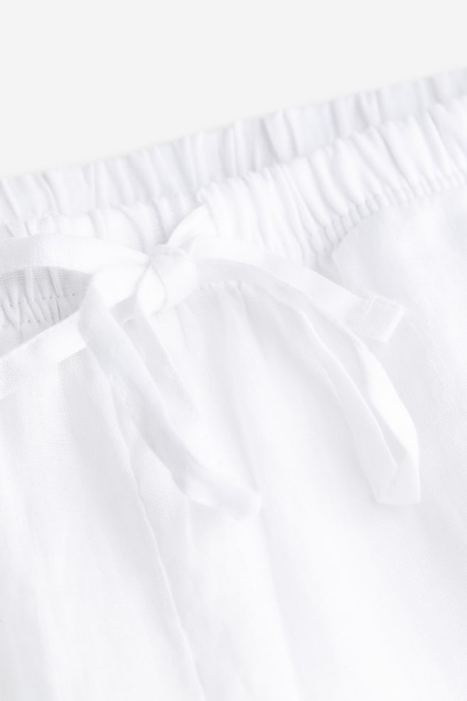 Lniane spodnie - Biały - 5