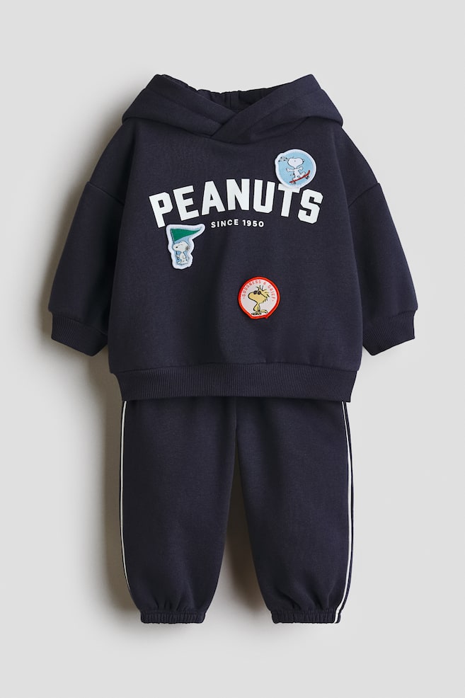 2-Piece Hoodie and Joggers Set - Navy blue/Snoopy/Light blue/Mickey Mouse - 1
