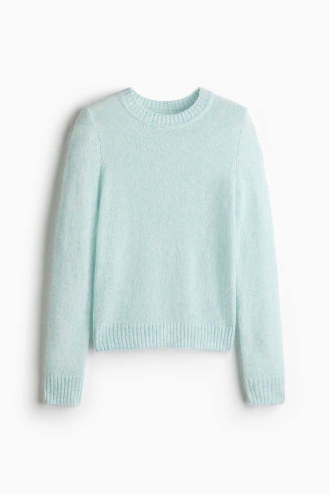 Figurbetonter Pullover - Helltürkis/Marineblau/Cremefarben/Dunkles Graubraun - 1