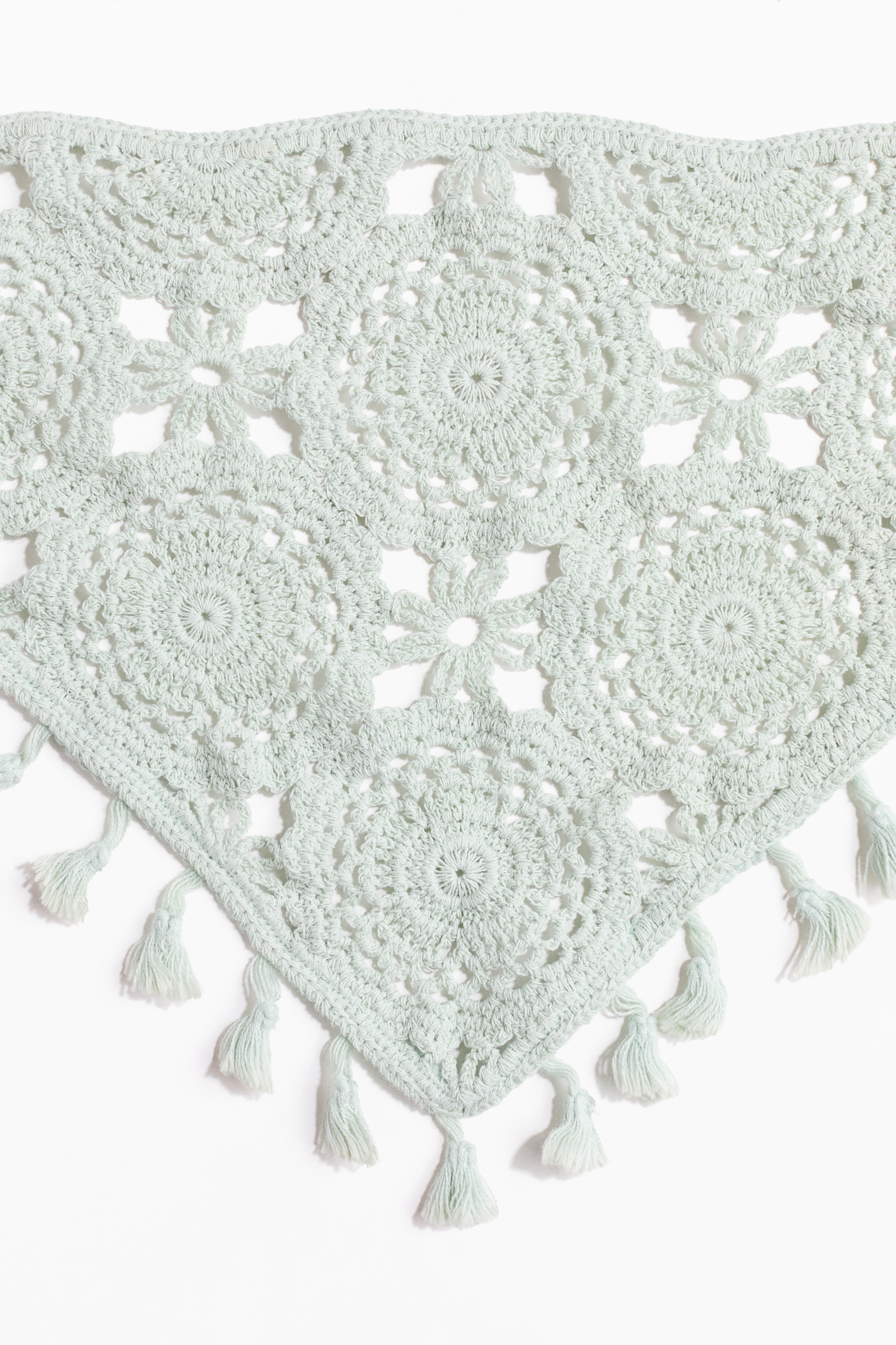 Crochet-look cotton head scarf