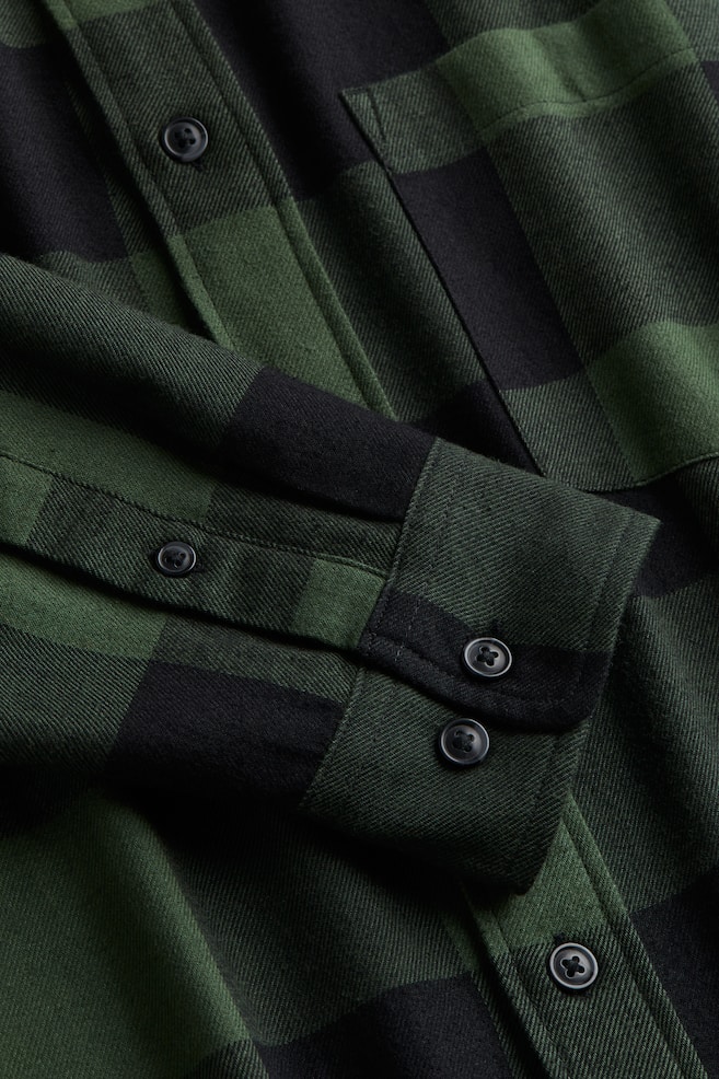 Relaxed Fit Flannel shirt - Dark green/Checked/Black/Checked/Red/Checked/Dark grey/Checked - 7