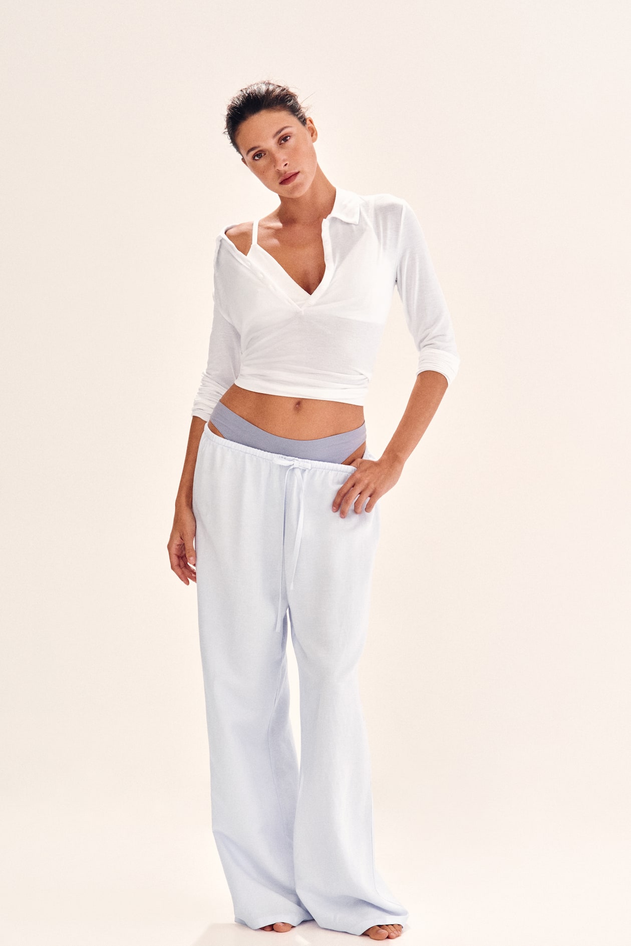 Linen-Blend Drawstring Pants