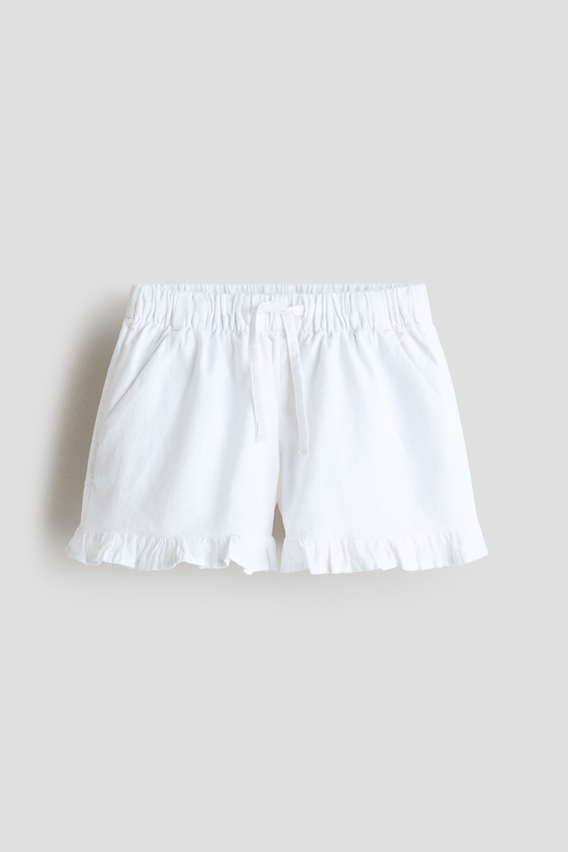 Linen-blend shorts - Granatowy/Biały