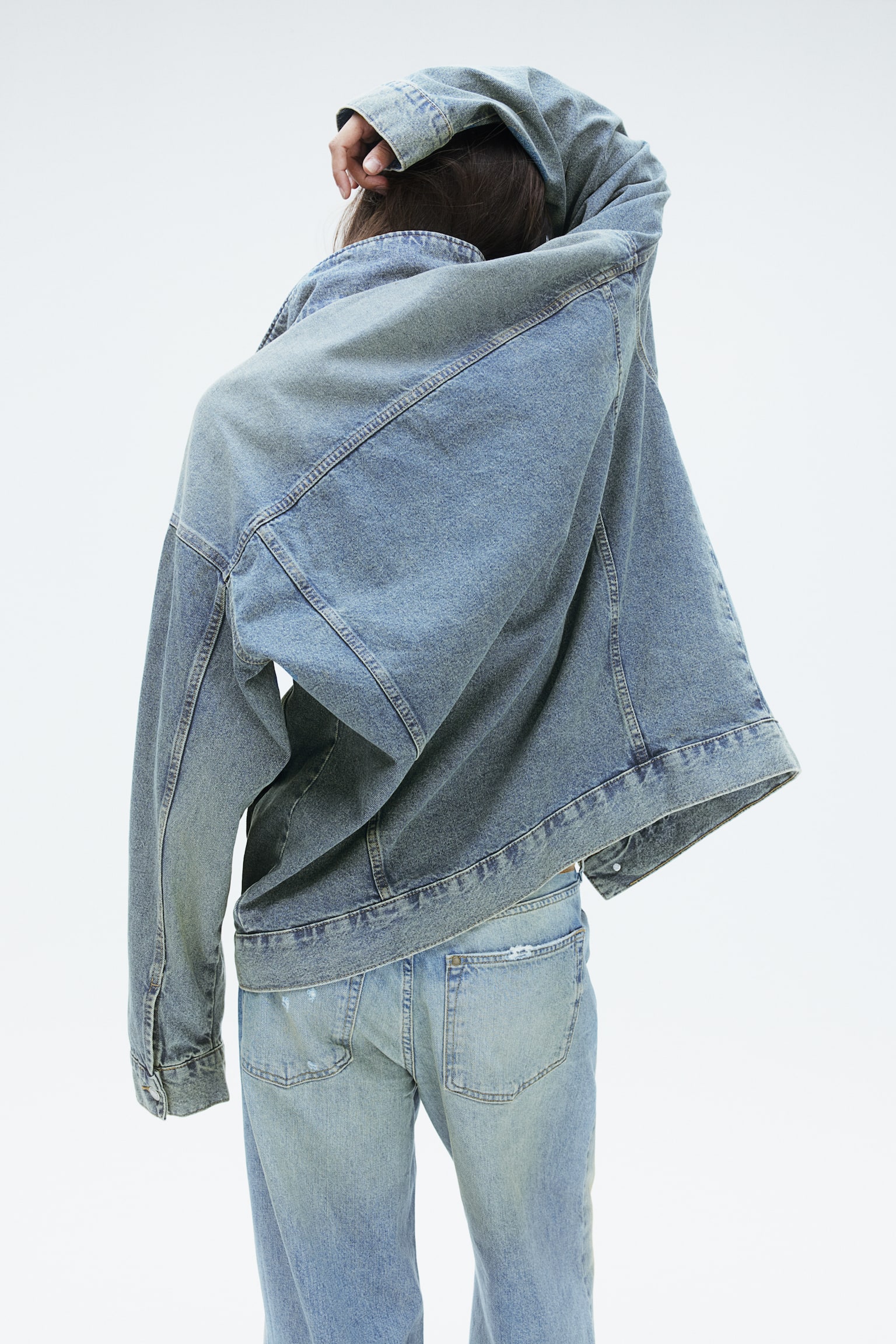 Oversized denim jacket - Light denim blue/Denim blue/Dark denim blue - 1