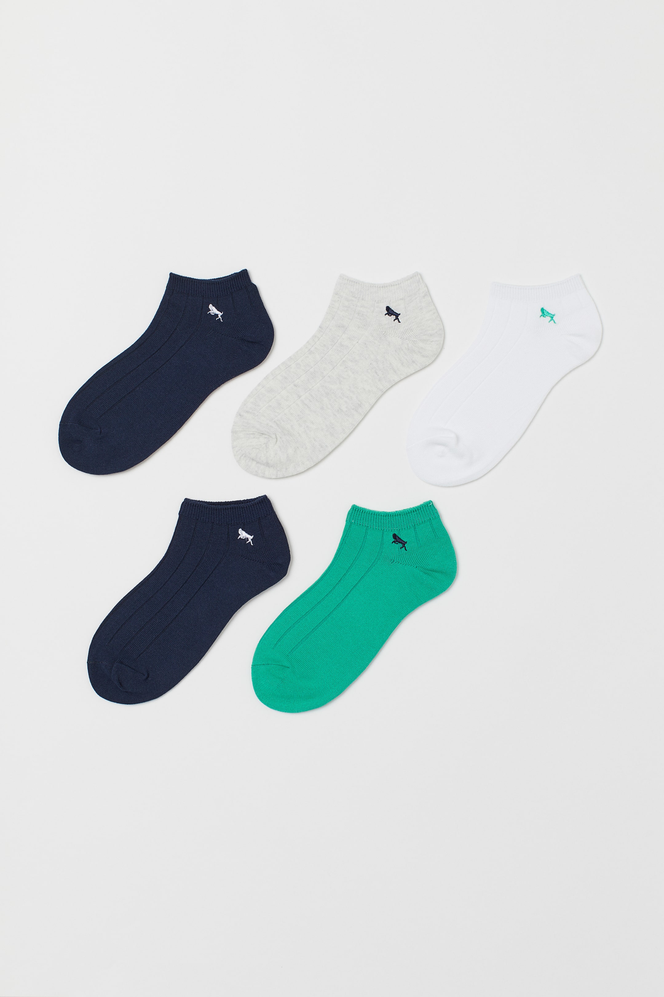 Größeres Bild ansehen: 5er-Pack Sneakersocken - Grün/Dunkelblau/Weiß - Kids | H&M DE 1
