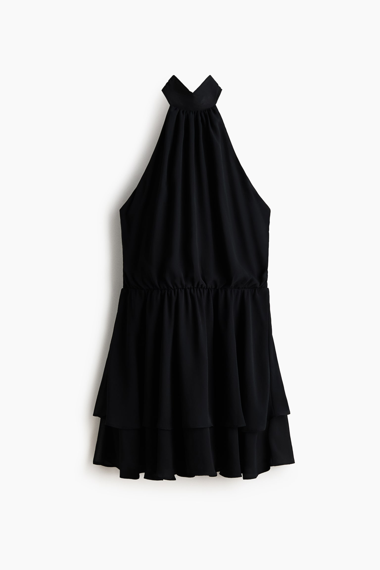 Chiffon halterneck dress - Black/Dark grey/Floral/Pale yellow/Polka dot - 2