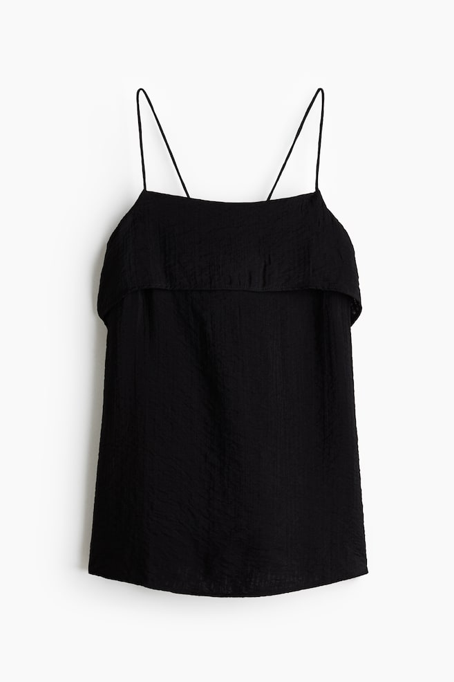Viscose-blend strappy top - Black/Light beige - 1