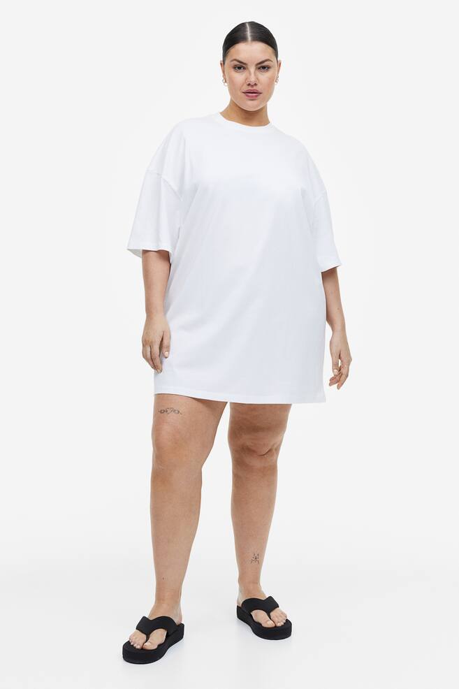 H&M+ Oversized T-shirtklänning - Vit - 1