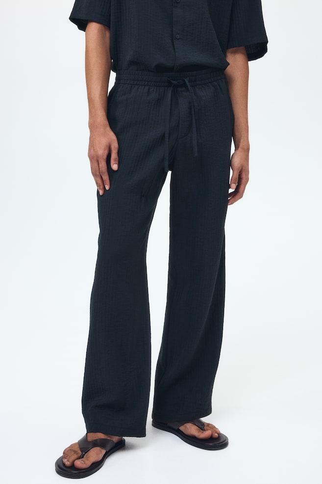 Relaxed-Fit Textured Pants - Black/White/Burgundy/Khaki green - 5