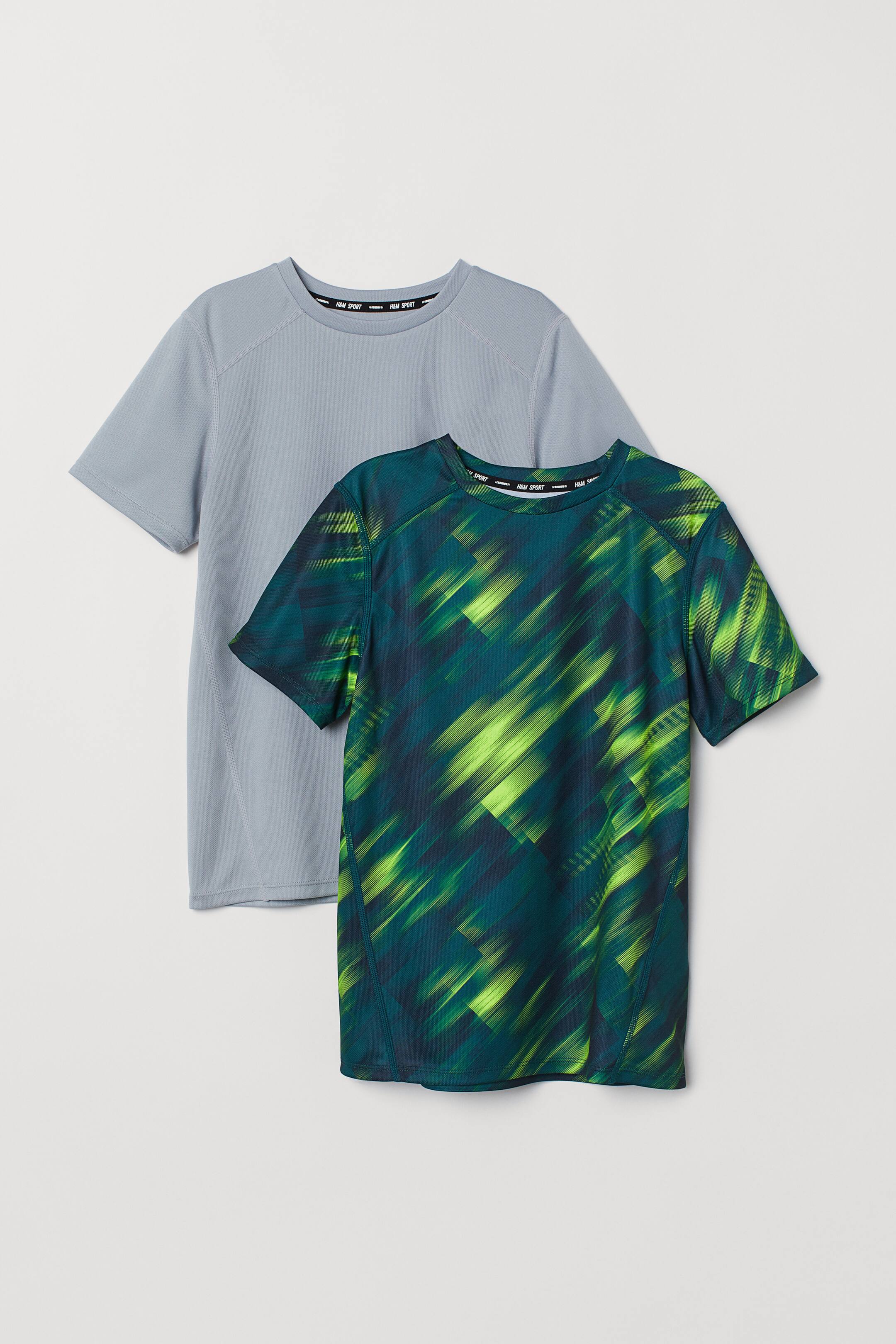 View larger image: 2-pack sports tops - Light grey/Green - Kids | H&M IE 1