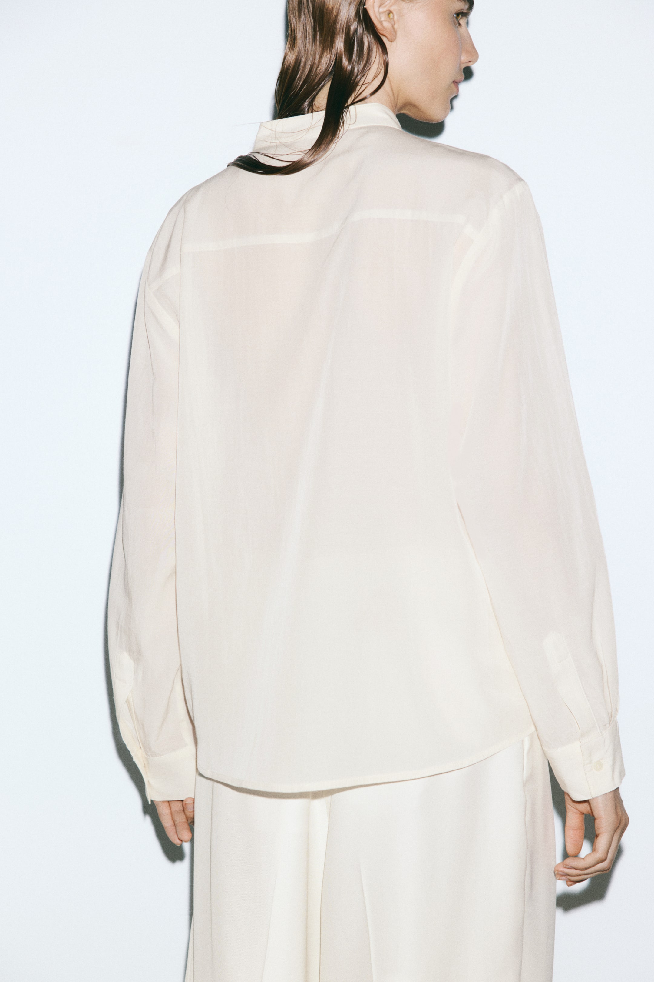 Button-Front Pintuck Blouse