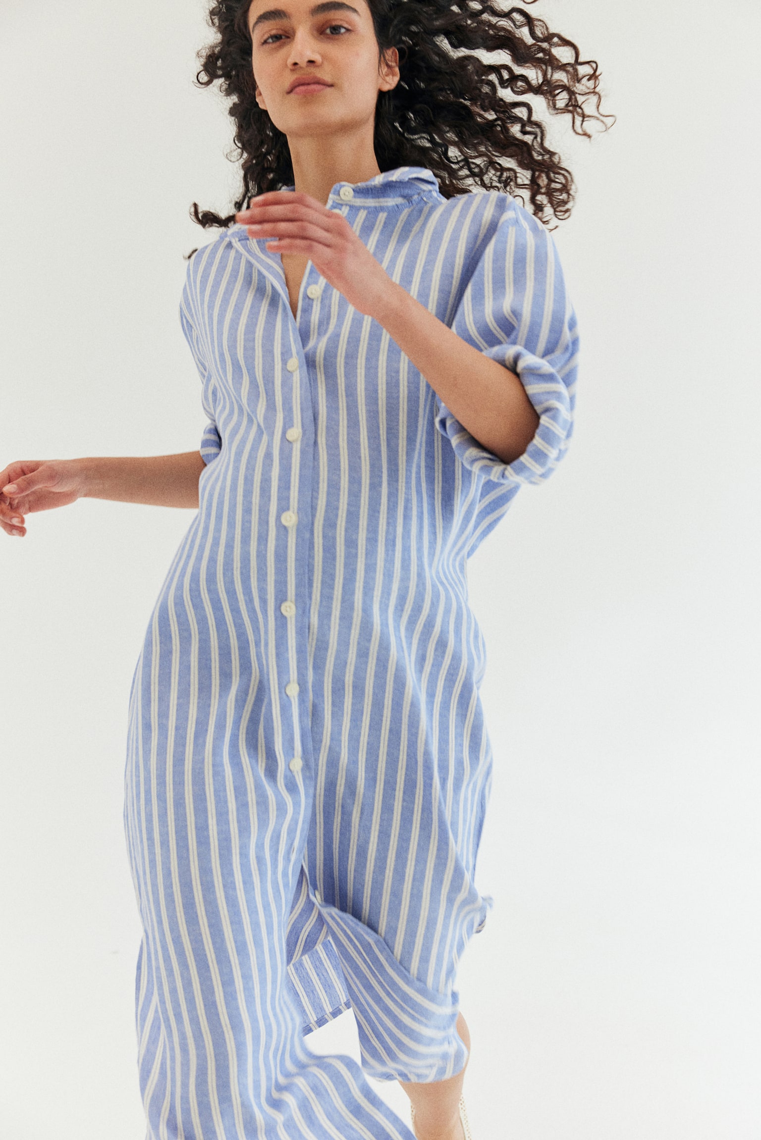 MAMA Before & After Shirt Dress - Blue/Stripe/Light beige - 1