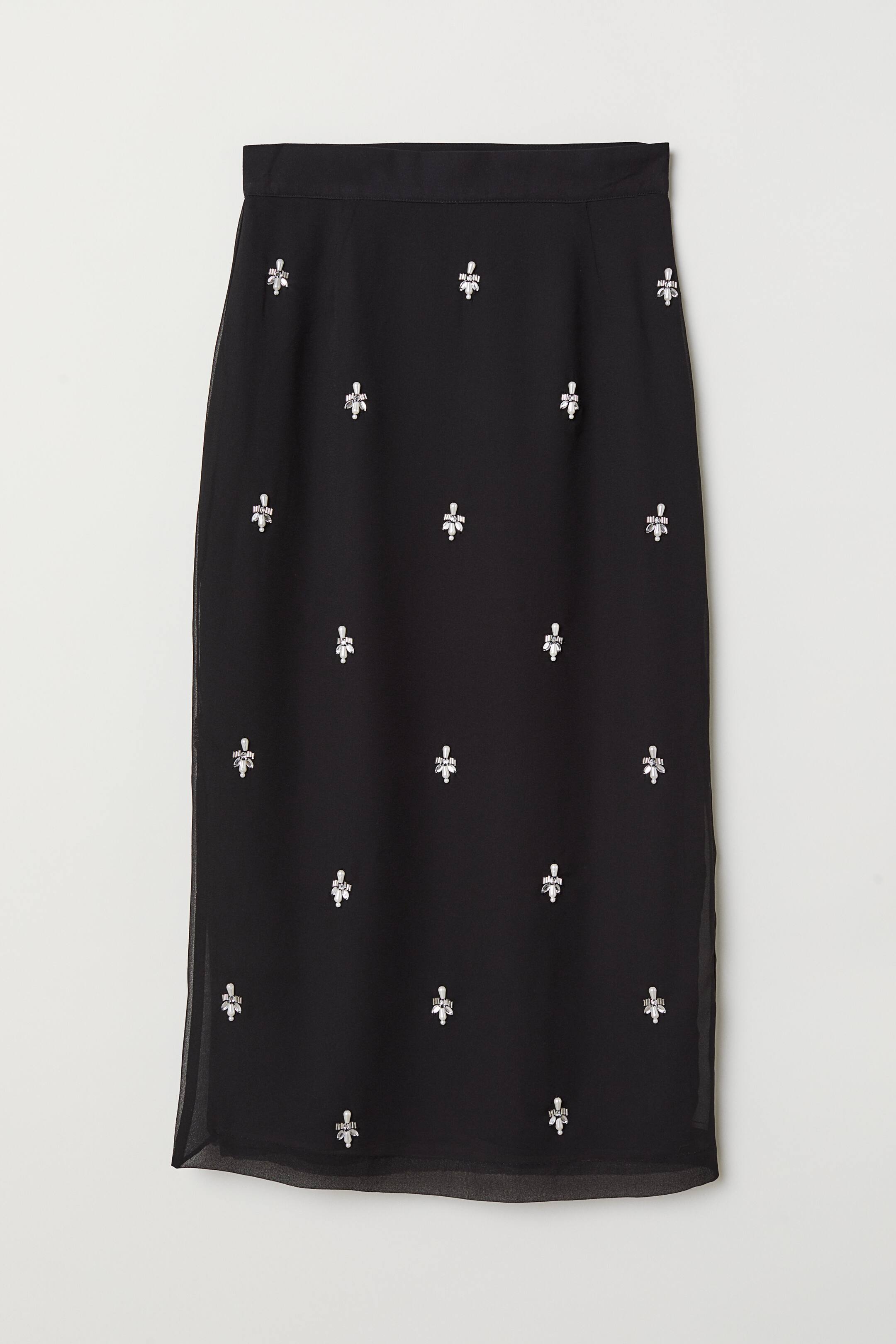 ビーズ刺繍スカート - ブラック - レディース | H&M JP