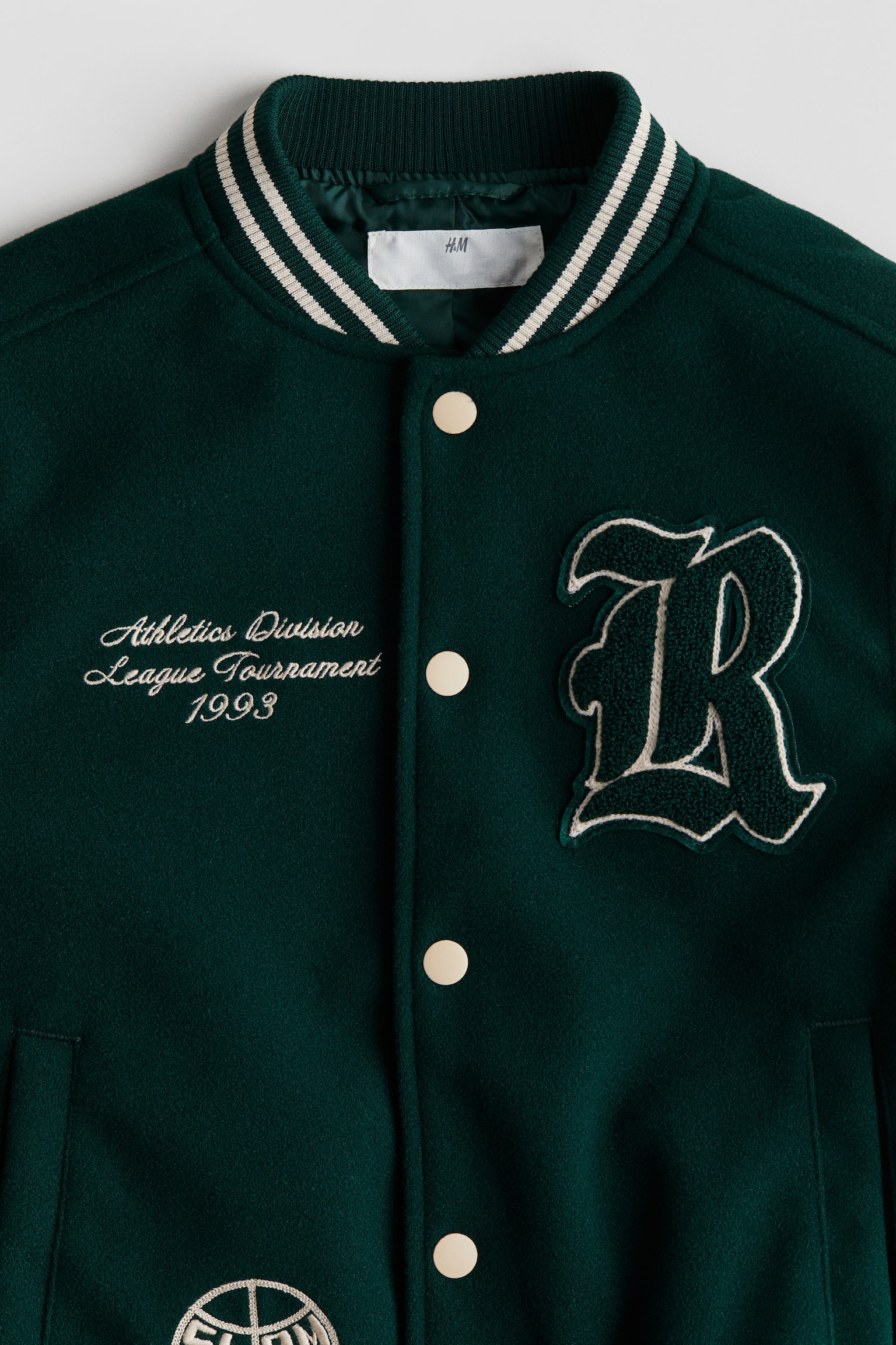 Appliquéd baseball jacket - Dark green/Cream/Navy blue/Block-coloured/Black/White - 4