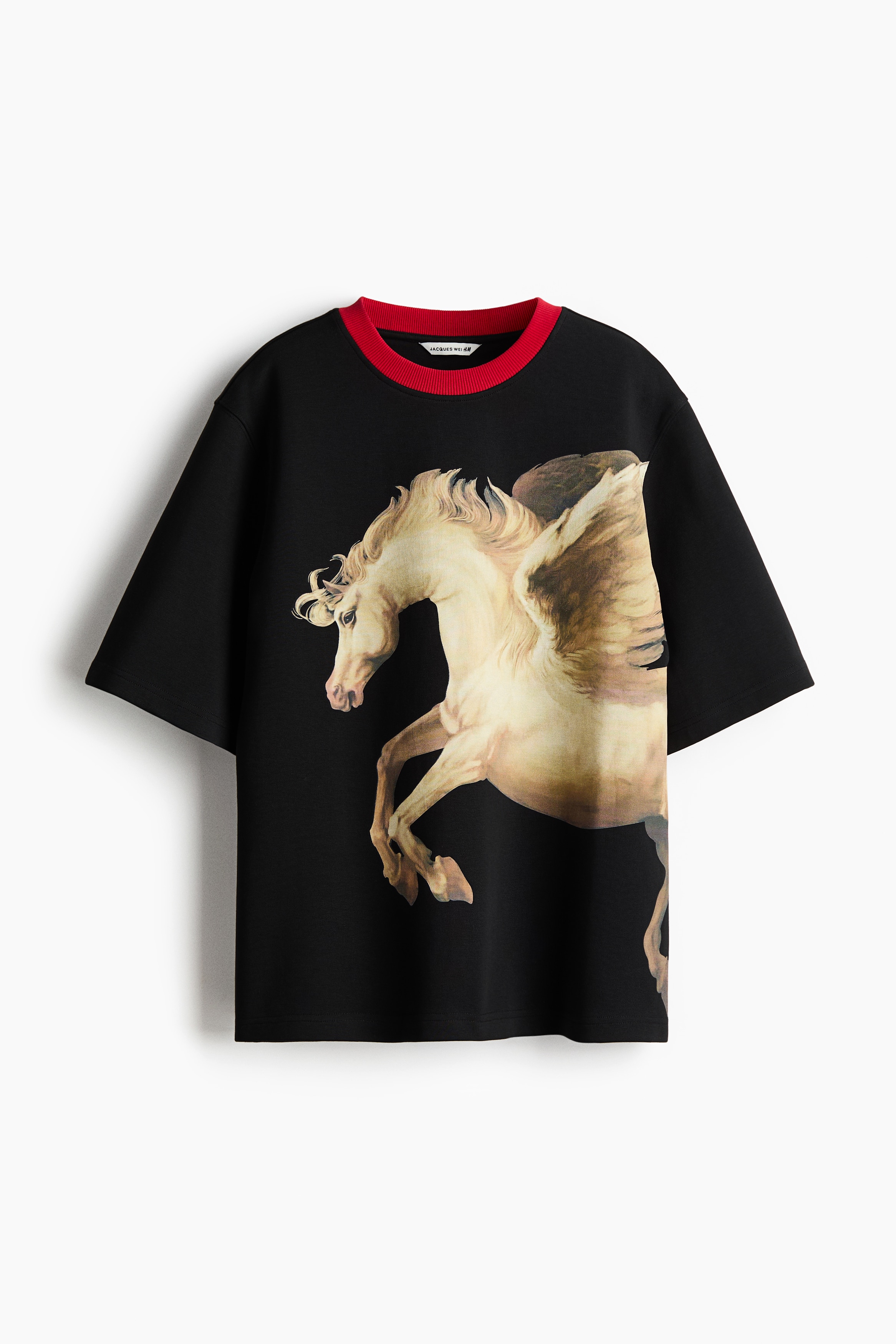 Oversized Tee - Black/Winged horse/Black/White