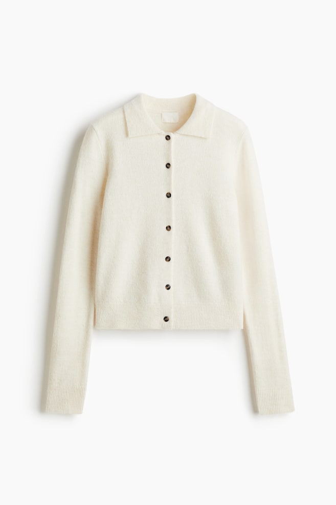 Cardigan con colletto - Crema - 1