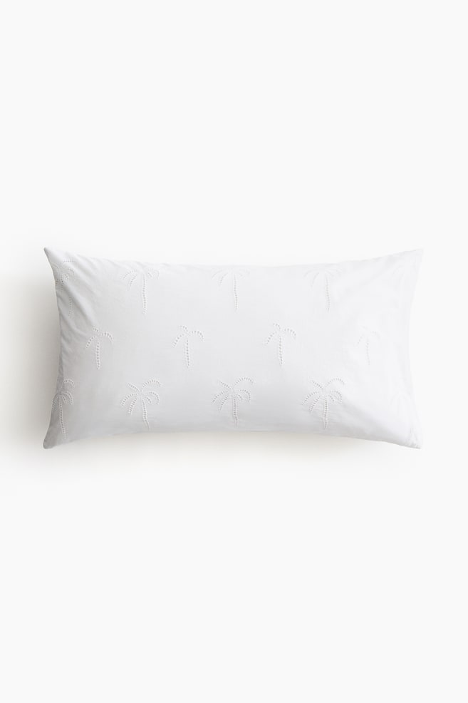 Pillowcase with Eyelet Embroidery - White - 1