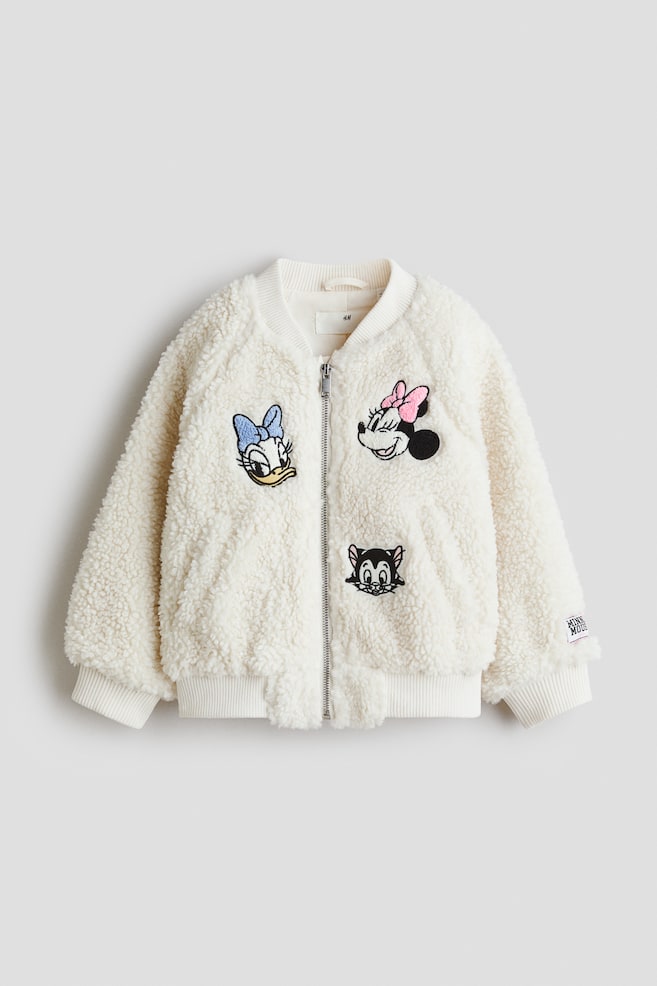 Plyšový bomber s aplikacemi - Krémová/Myška Minnie/Krémová/Hello Kitty/Světle béžová/Lilo & Stitch - 1