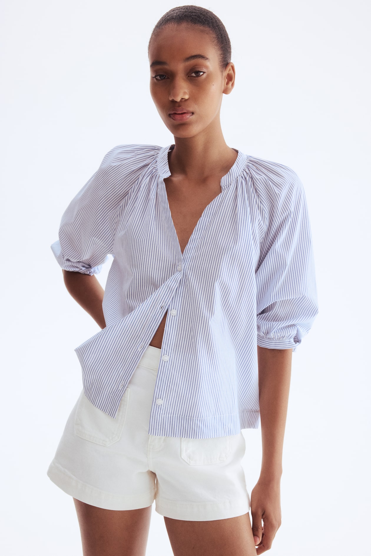 Balloon-Sleeved Poplin Blouse - image 2