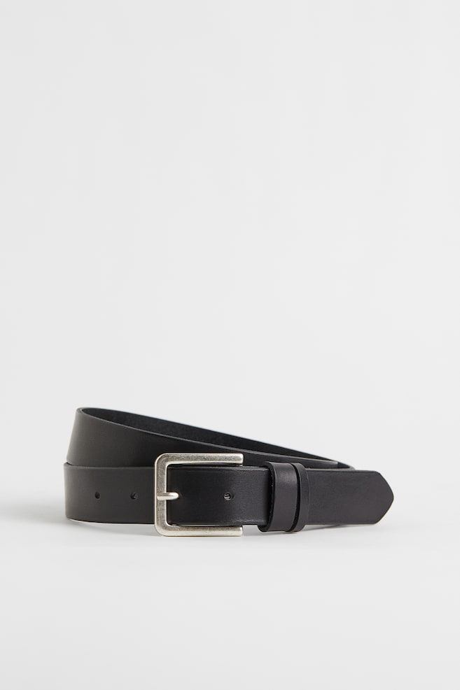 Leather belt - Black/Light brown - 2
