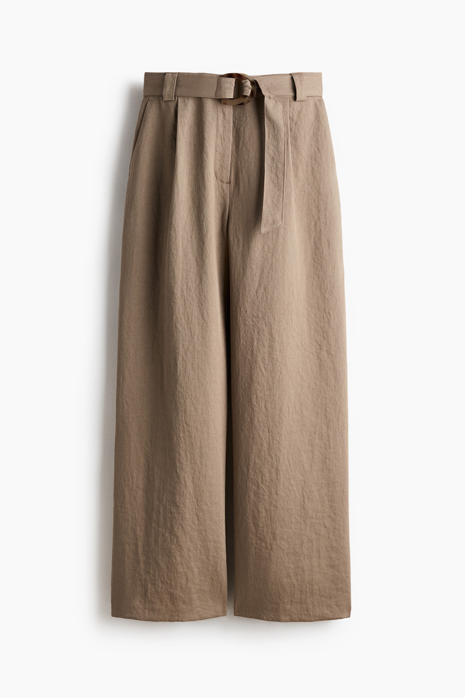 Pantalón ancho con cinturón - Gris pardo oscuro/Beige claro - 2