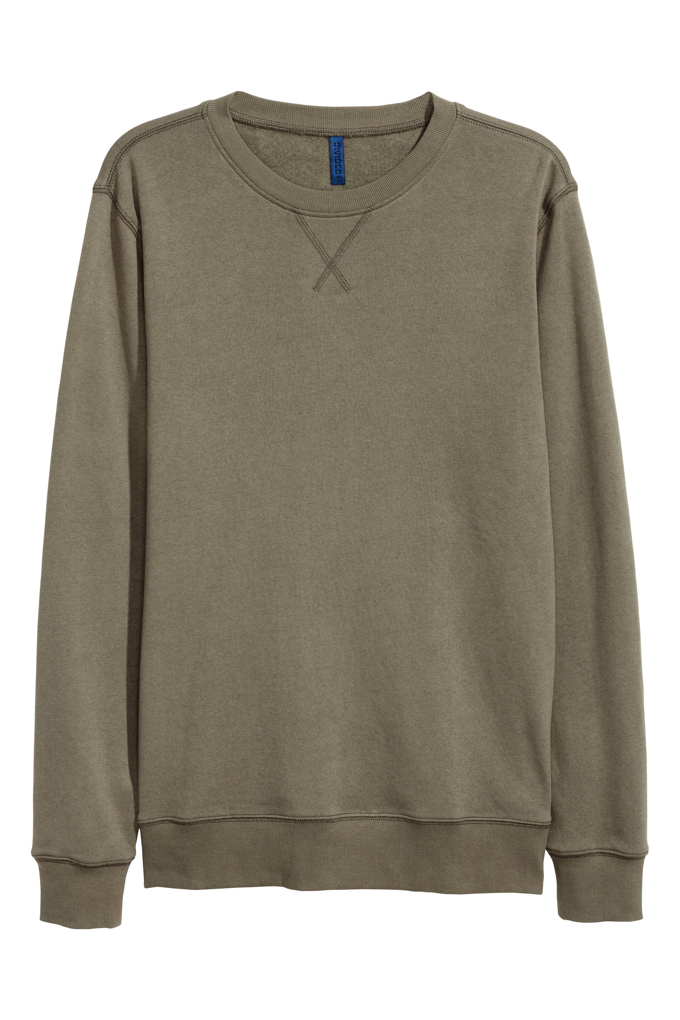 View larger image: Lightweight sweatshirt - Khaki green - Men | H&M GB 1