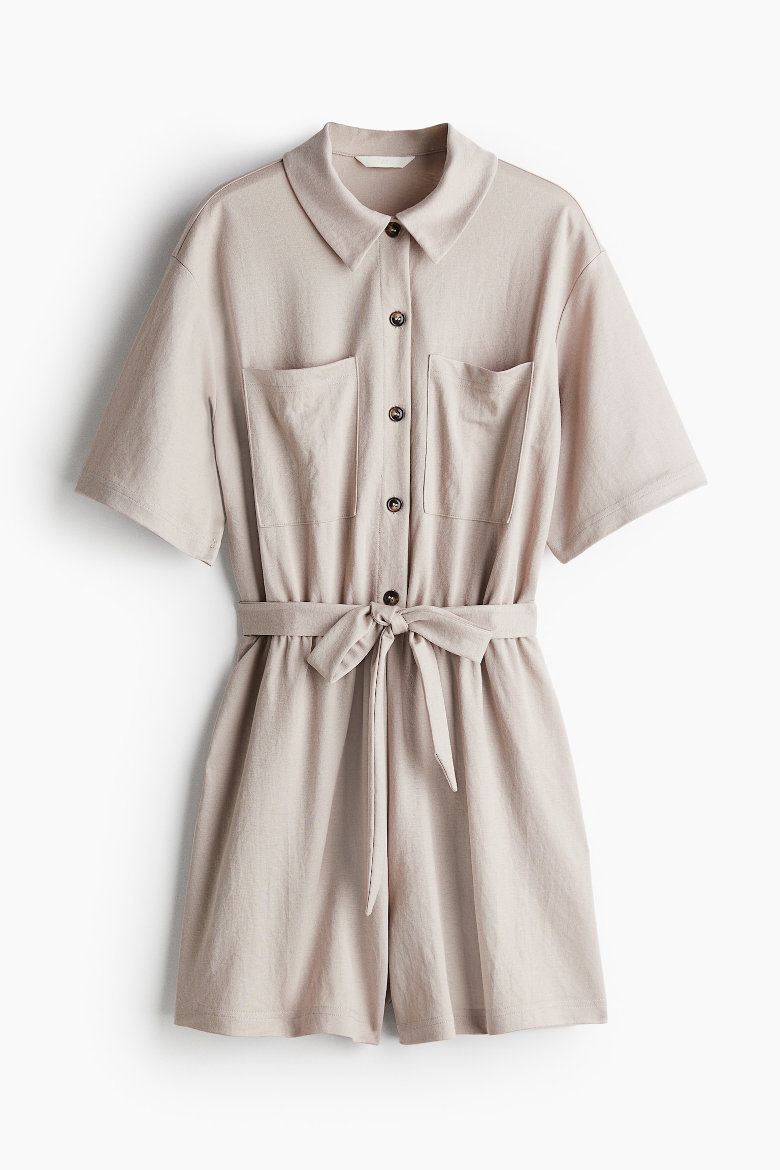 Textured jersey playsuit - Light beige - 2