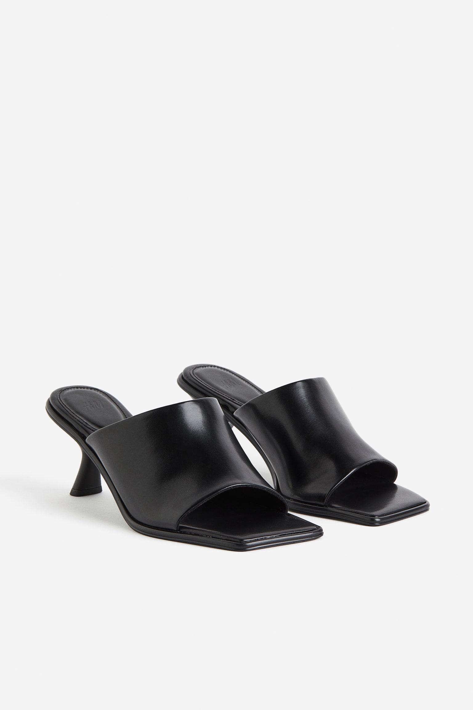 Heeled Mules - Black - 7