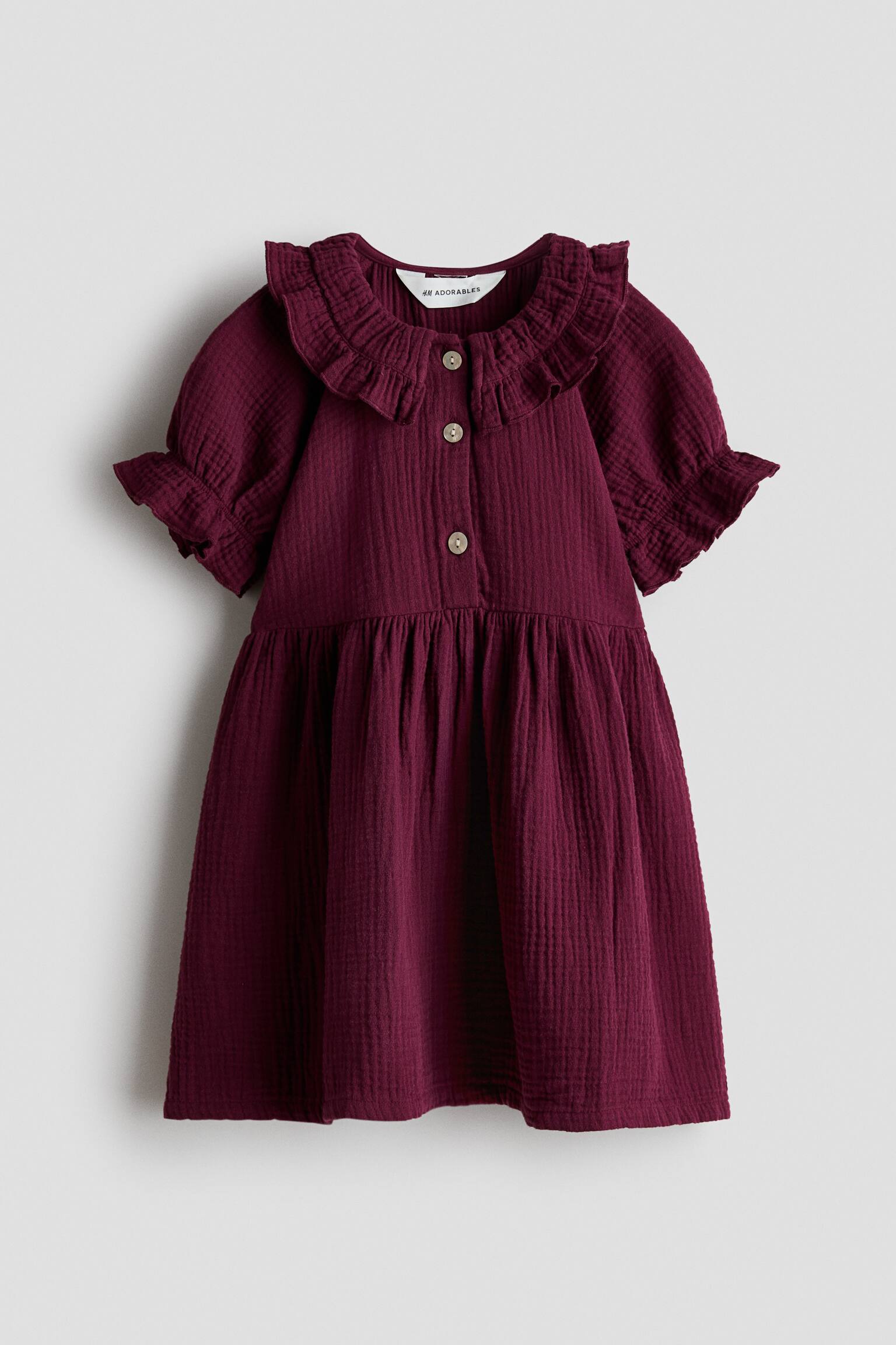 Cotton muslin dress - Plum - 1
