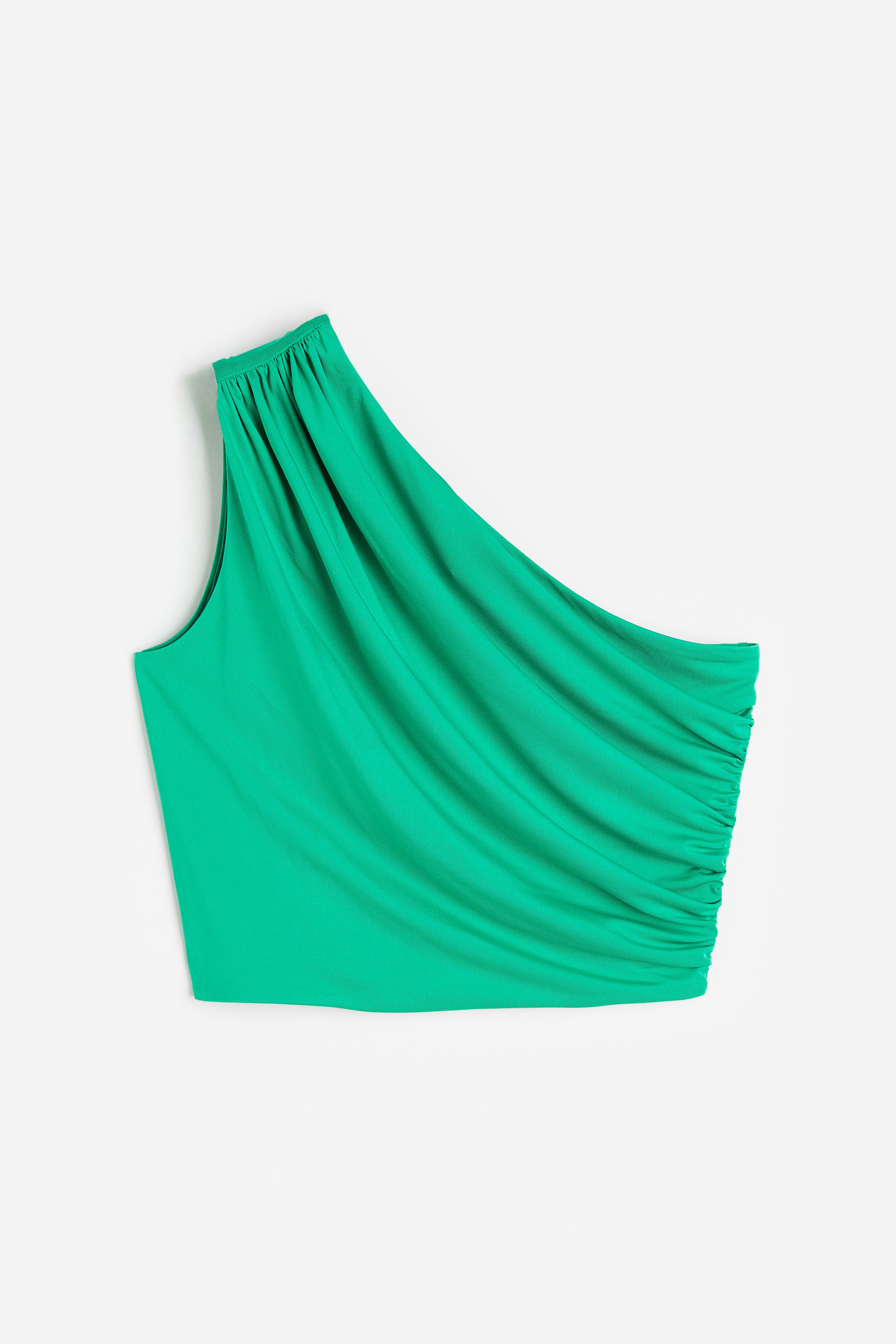 Gathered one-shoulder top Cream/Blue floral Ladies H&M IN