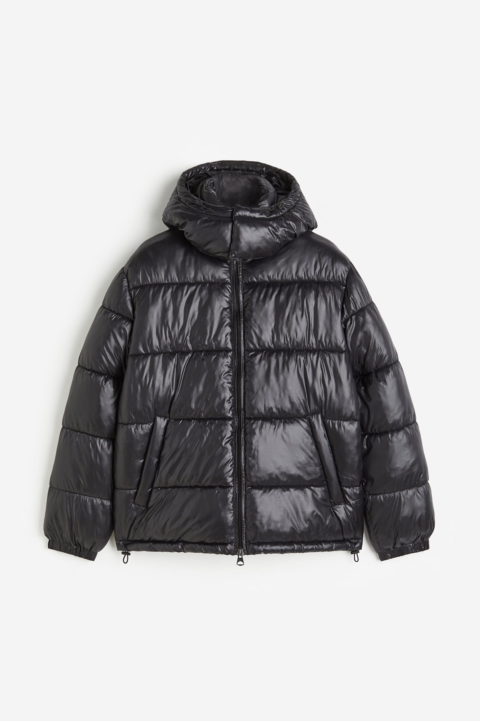 Oversized Fit Puffer Jacket - Black/Dark brown - 1