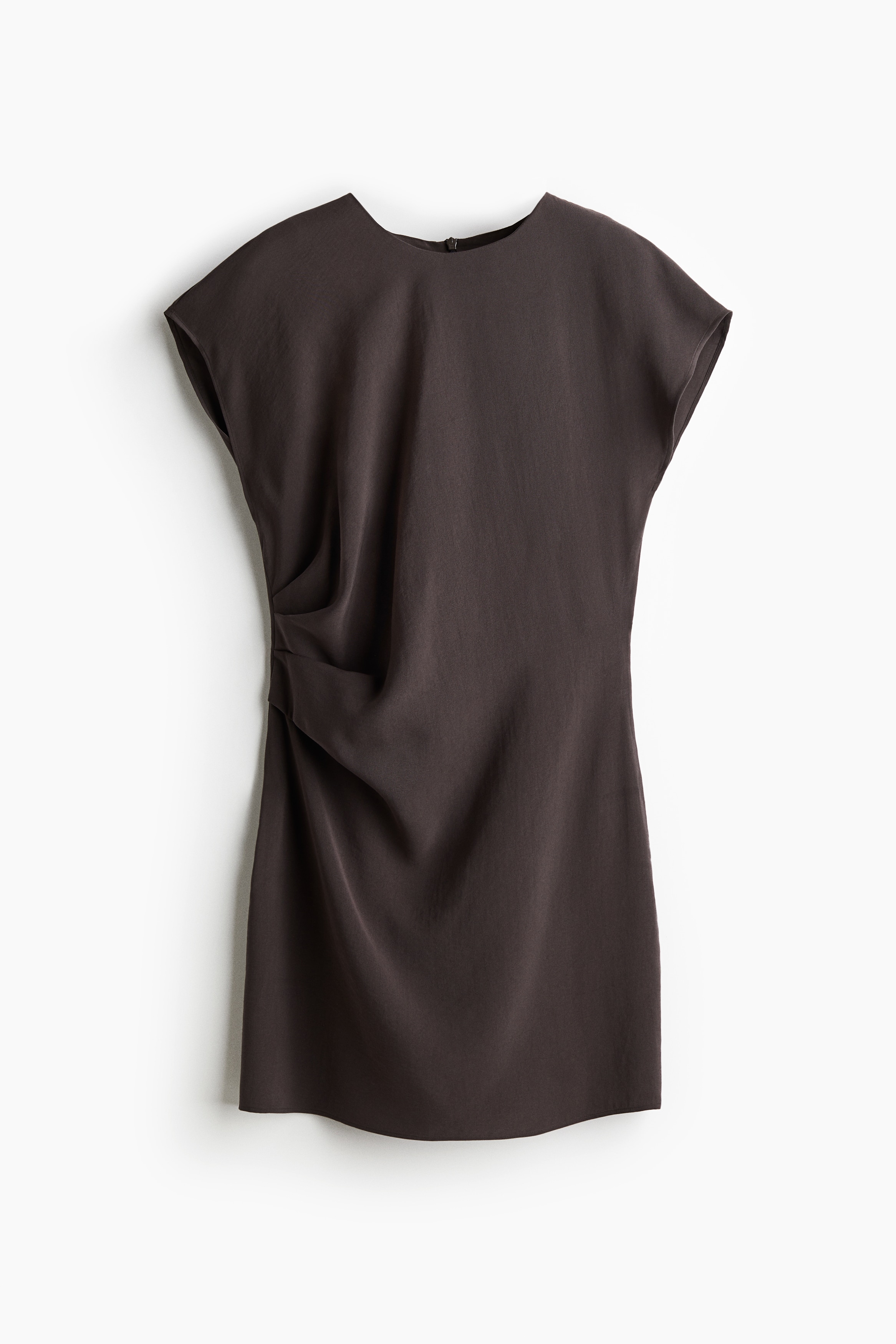 Mini-jurk met geplooid detail - Donkertaupe