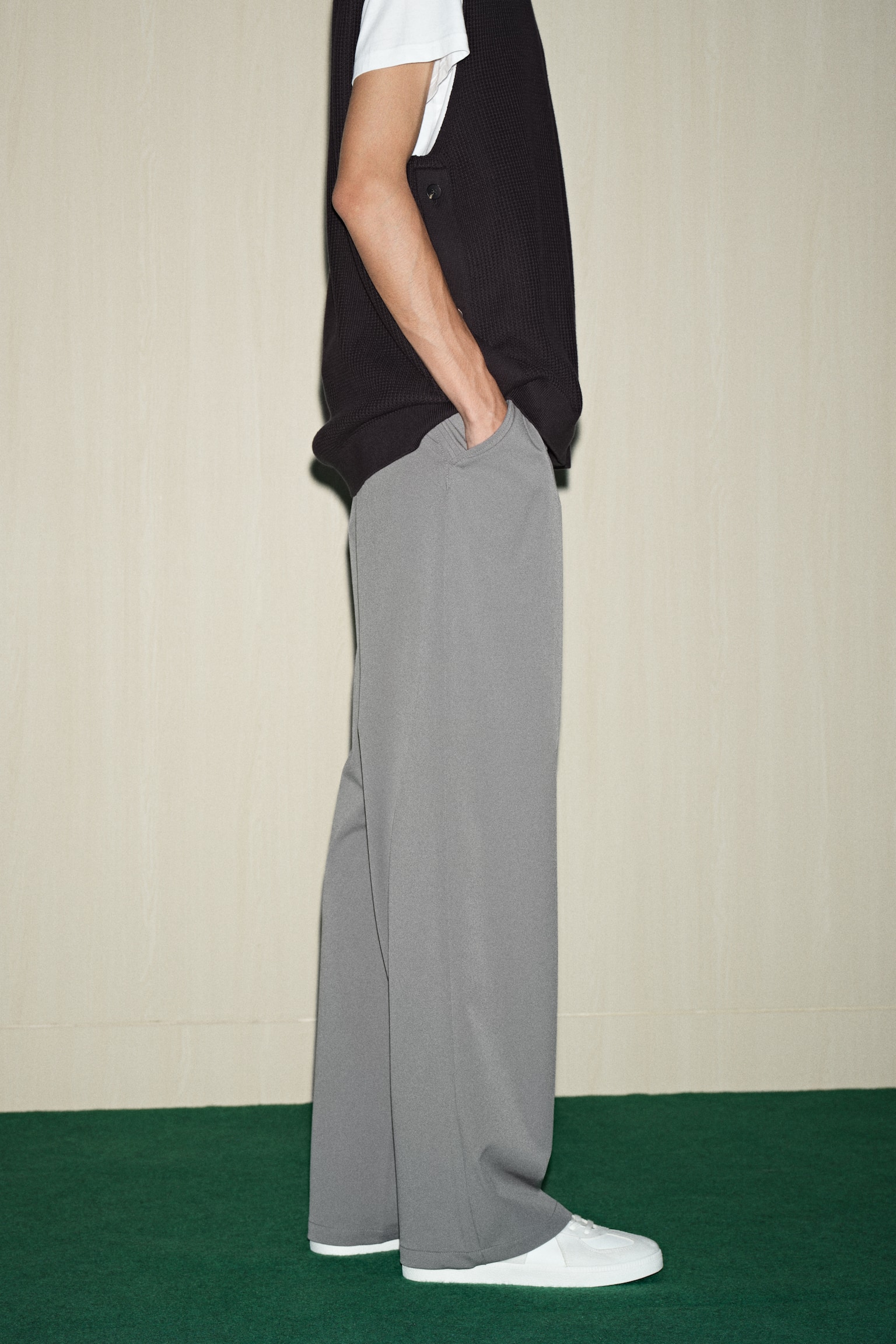 寬鬆長褲 - 灰色/黑色 - 6