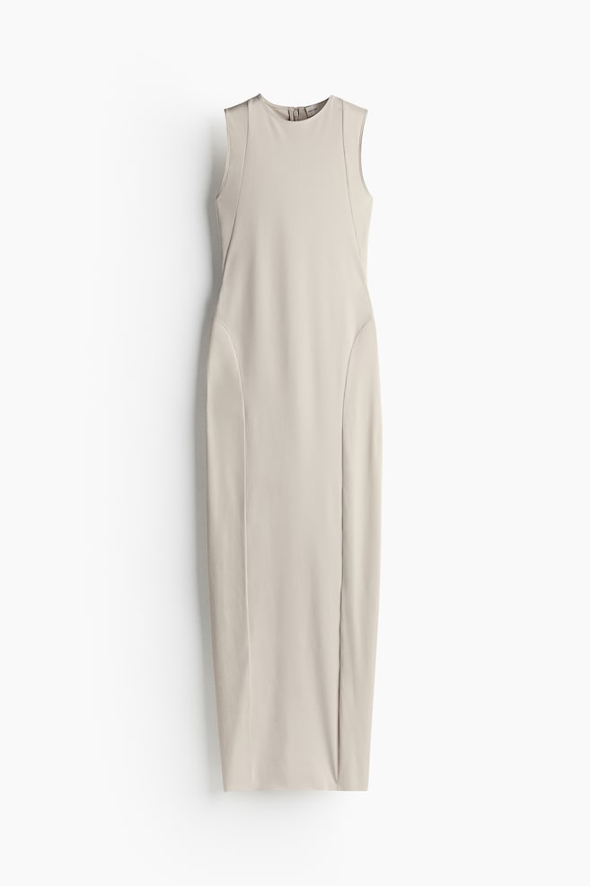 Sheer-section bodycon dress - Light beige - 1