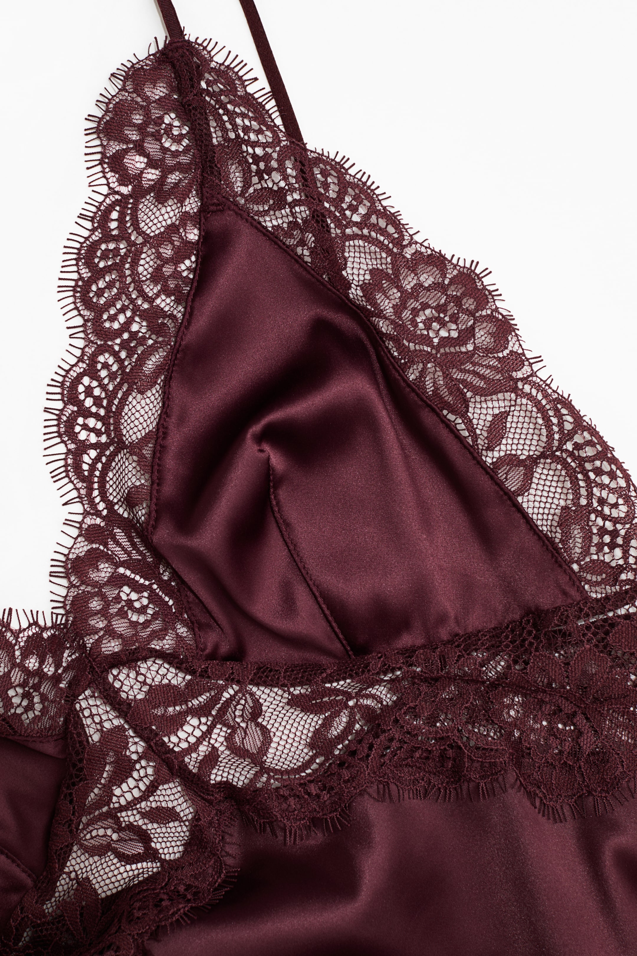 Women's Burgundy Satin and lace body | H&M SG