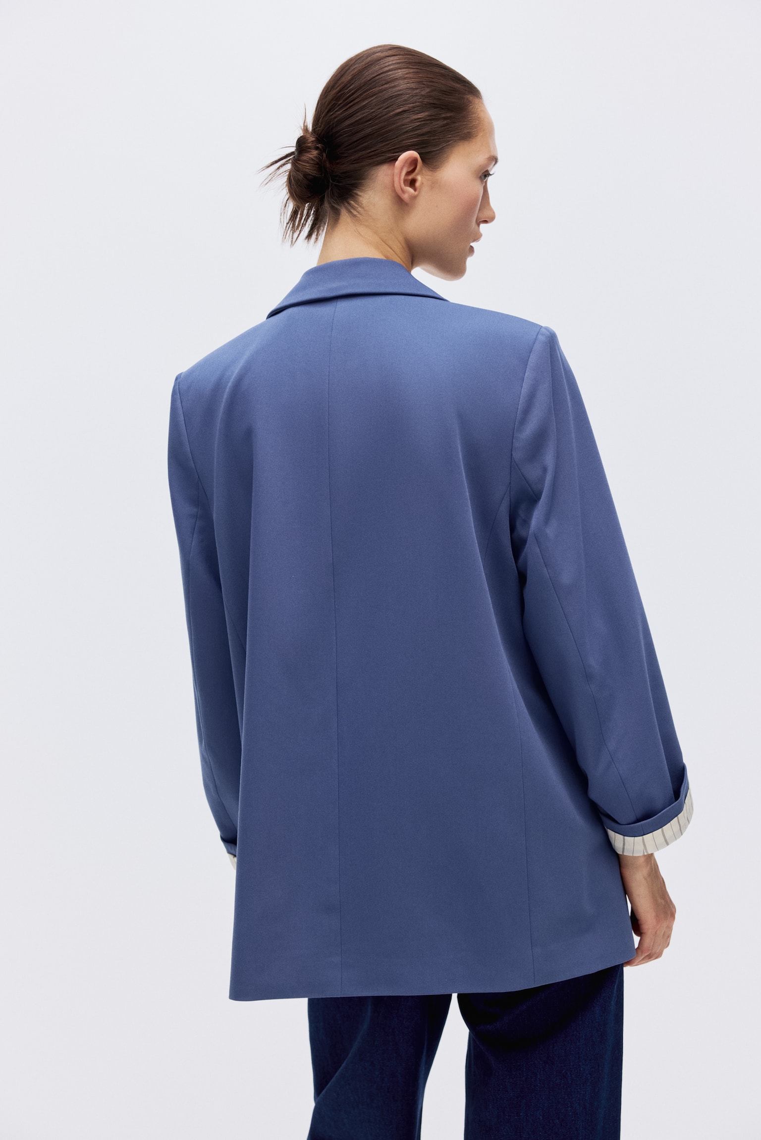 Lyocell-blend blazer - Pigeon blue/Dark brown/Light beige - 7