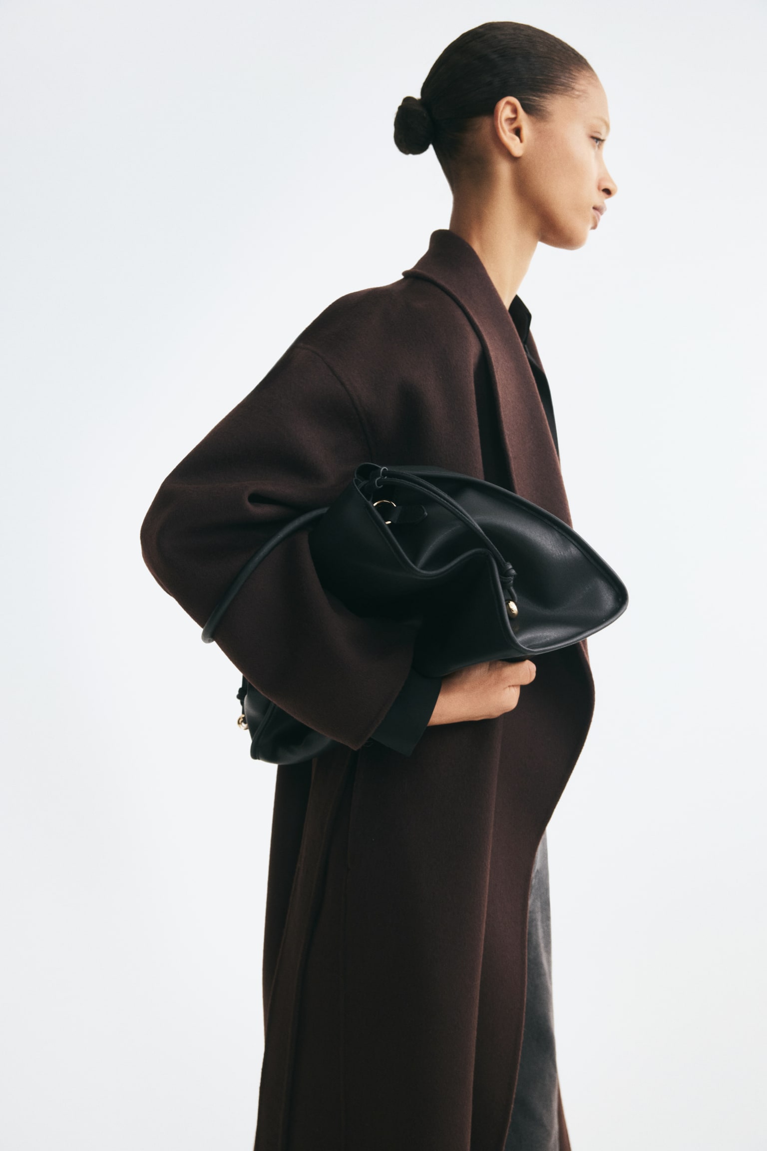 Женское пальто H&M Oversized Handmade Wool-Blend, цвет: Тёмный коричневый — фото 5