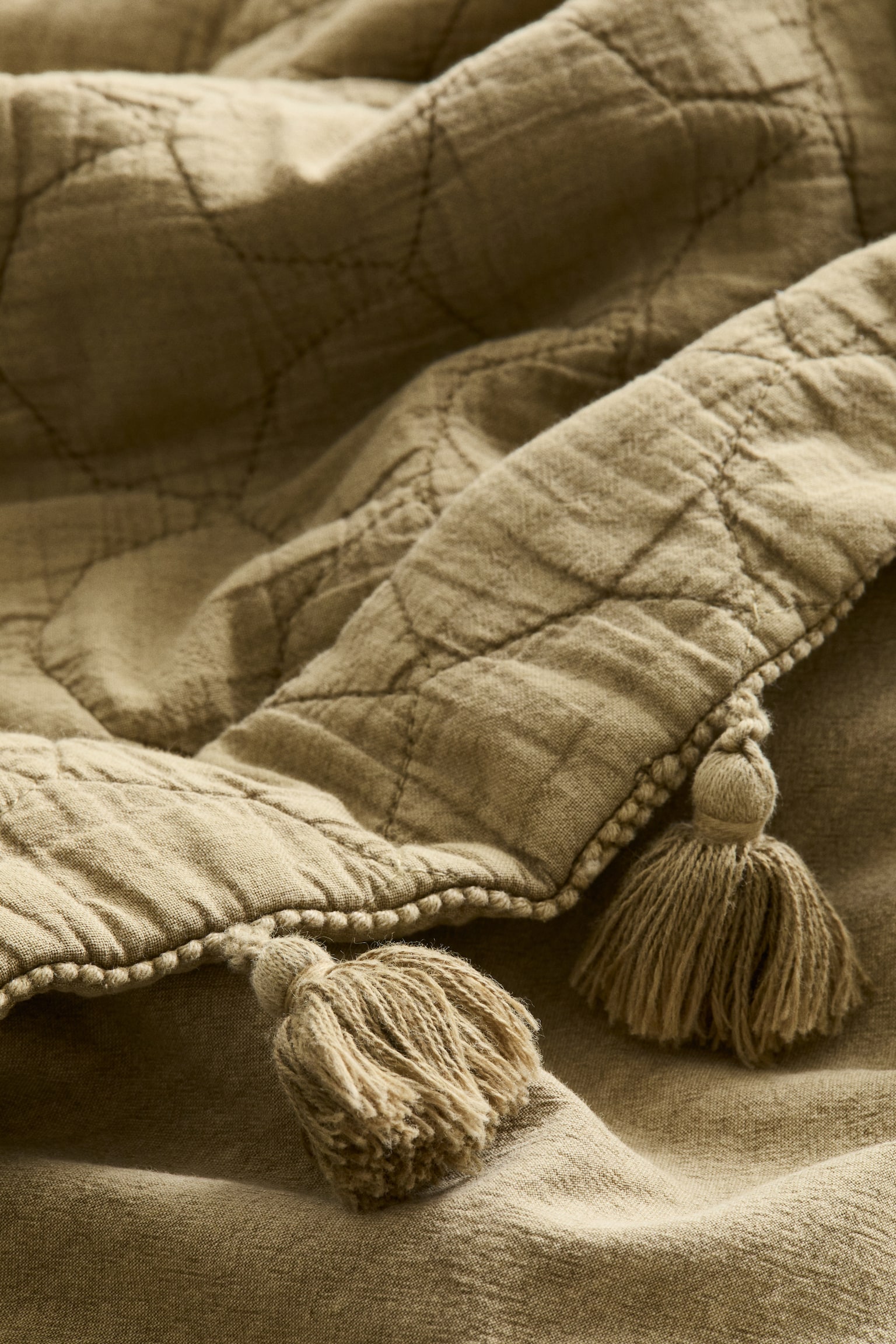 Quilted cushion cover - Khaki beige/White - 3