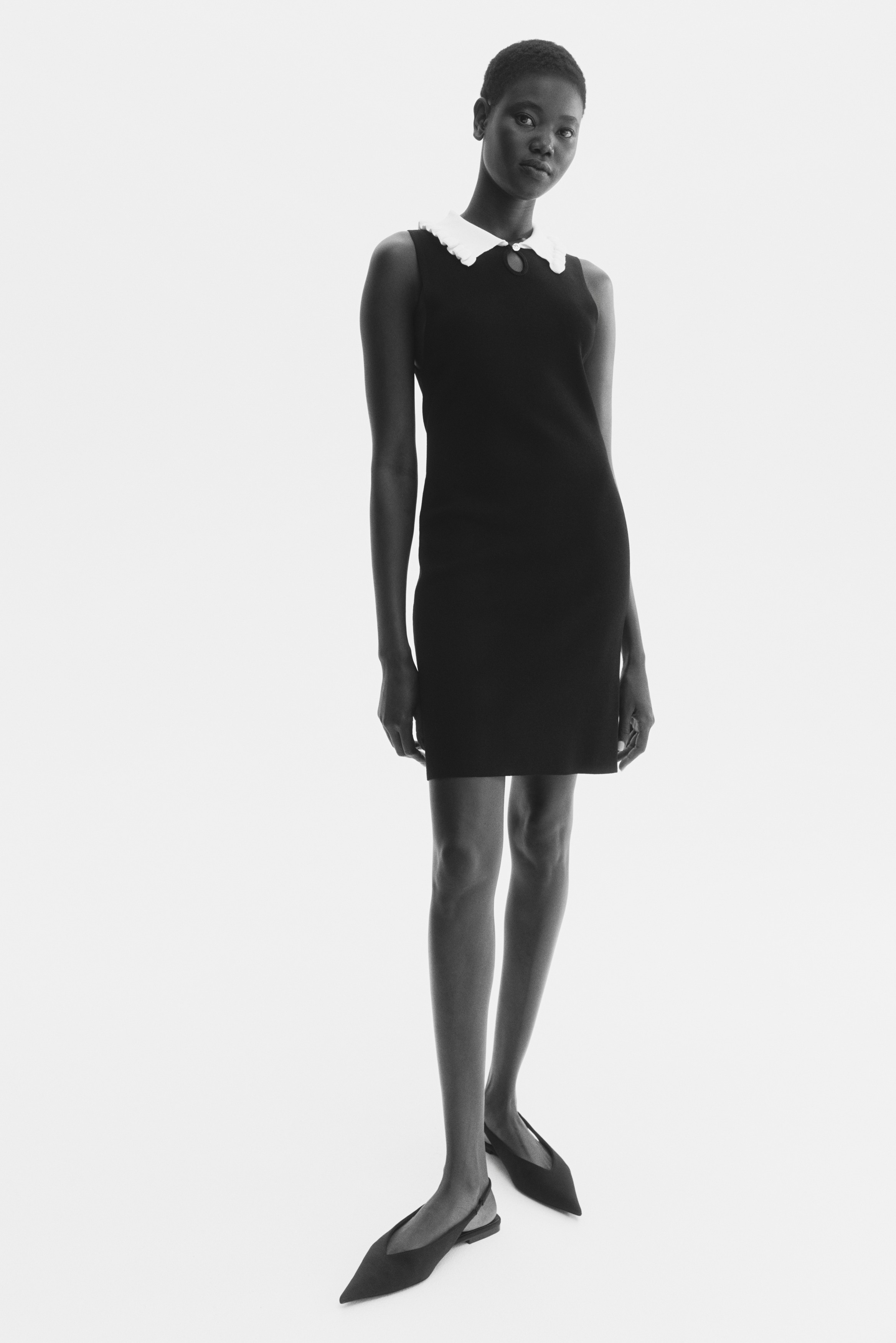 Dress with Collar - Black/white