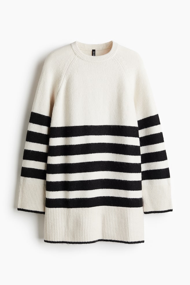 Knitted dress - Cream/Striped/Dark brown/Striped - 1