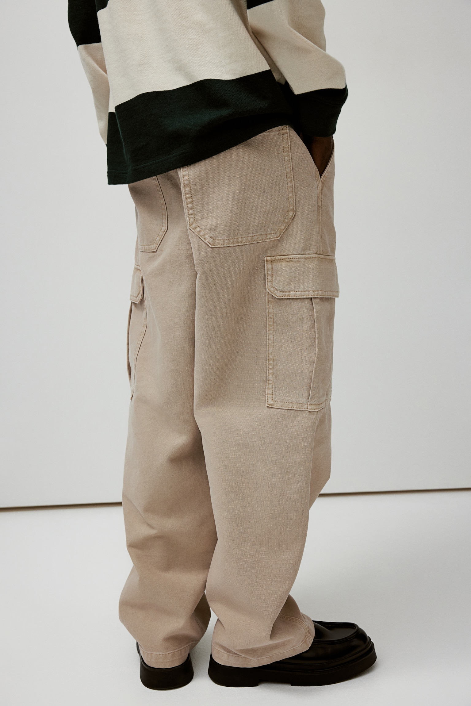 Baggy Fit Cargo trousers - Beige/Black - 4