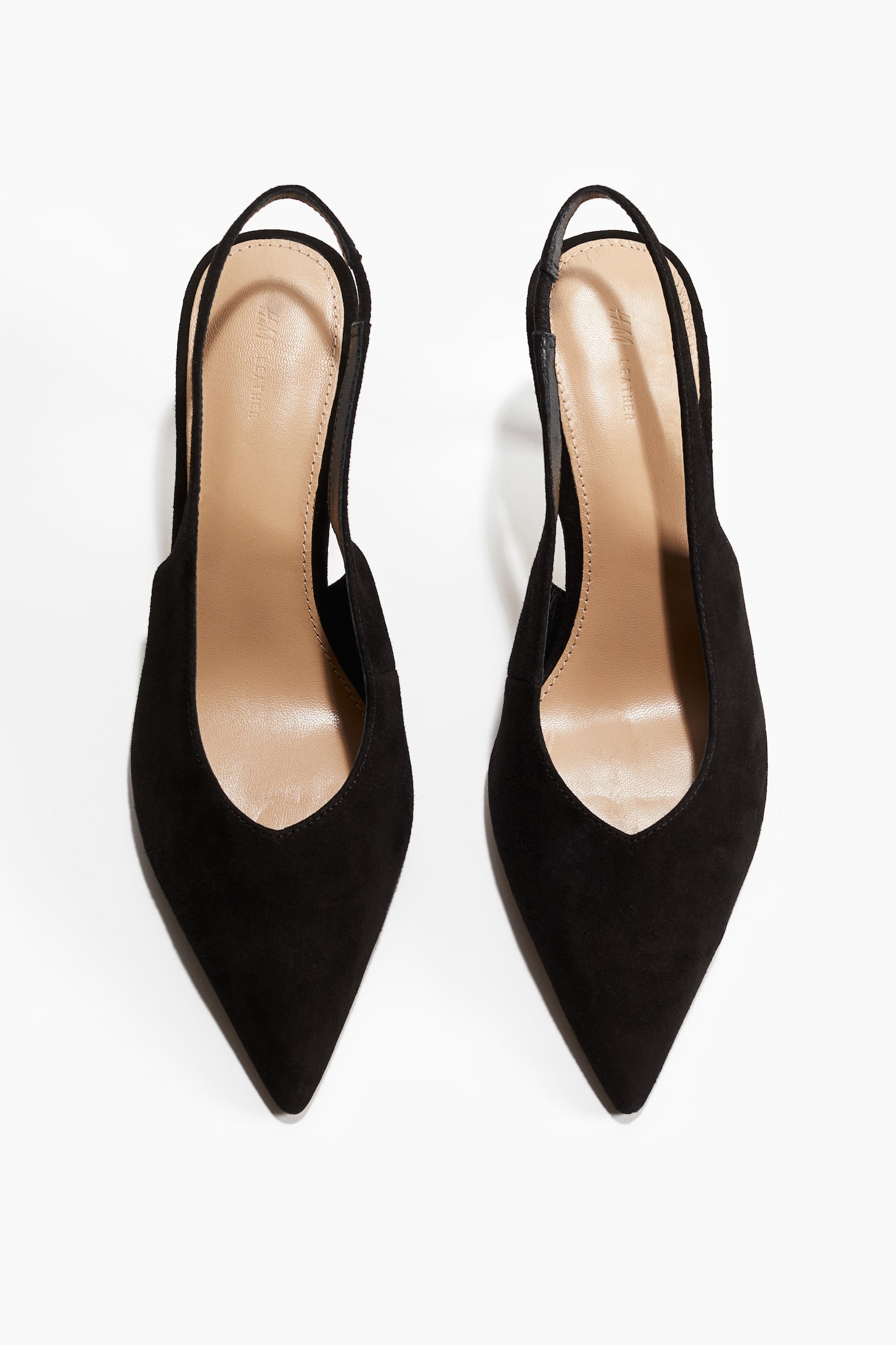 Suede Slingback Pumps - Black/Beige - 2