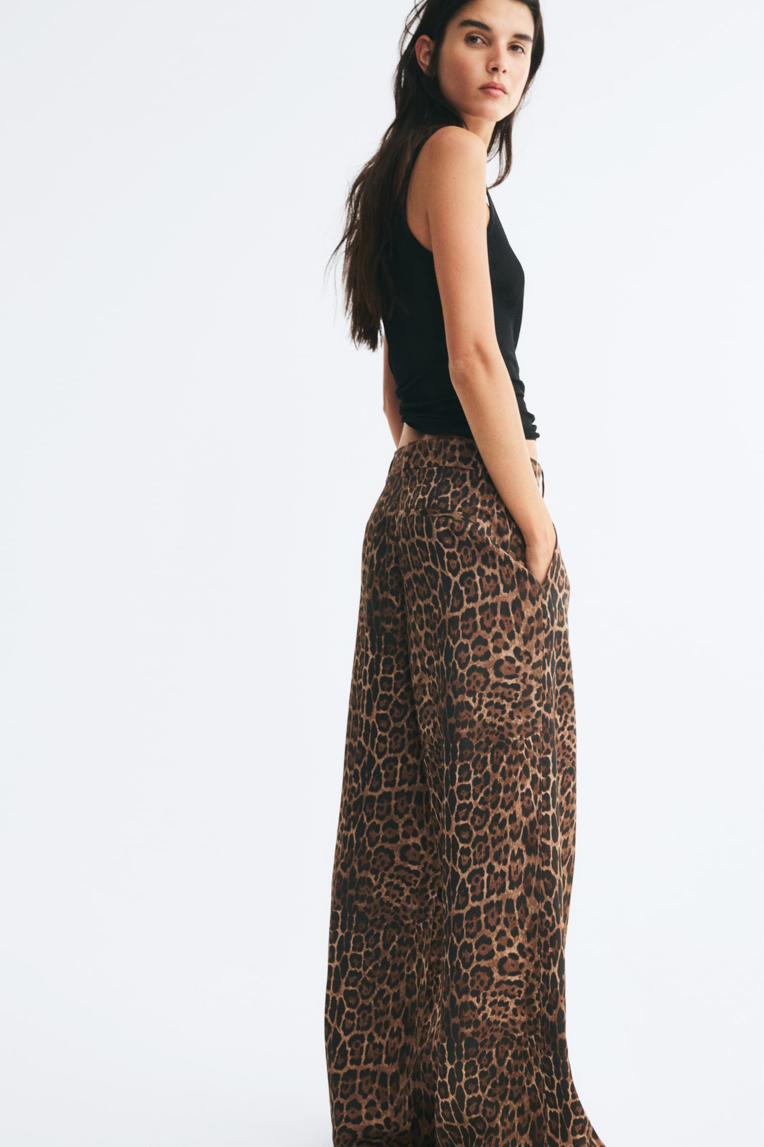 Wide tailored trousers - Dark beige/Leopard print/Navy blue/Black/Dark brown/Dark brown - 1