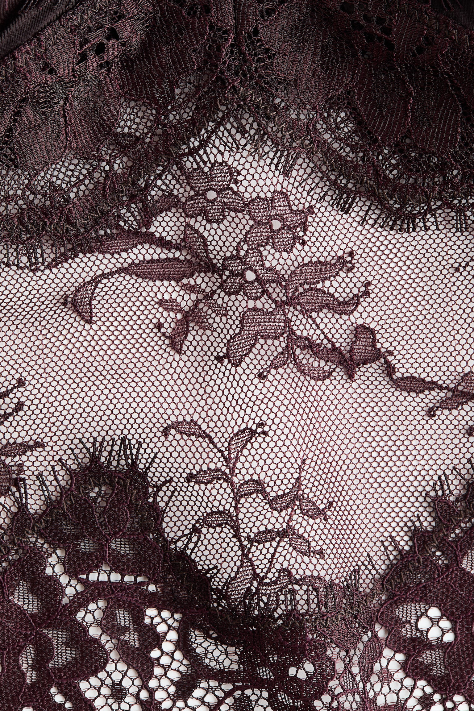 Microfibre and lace bralette - Dark brown/White - 7