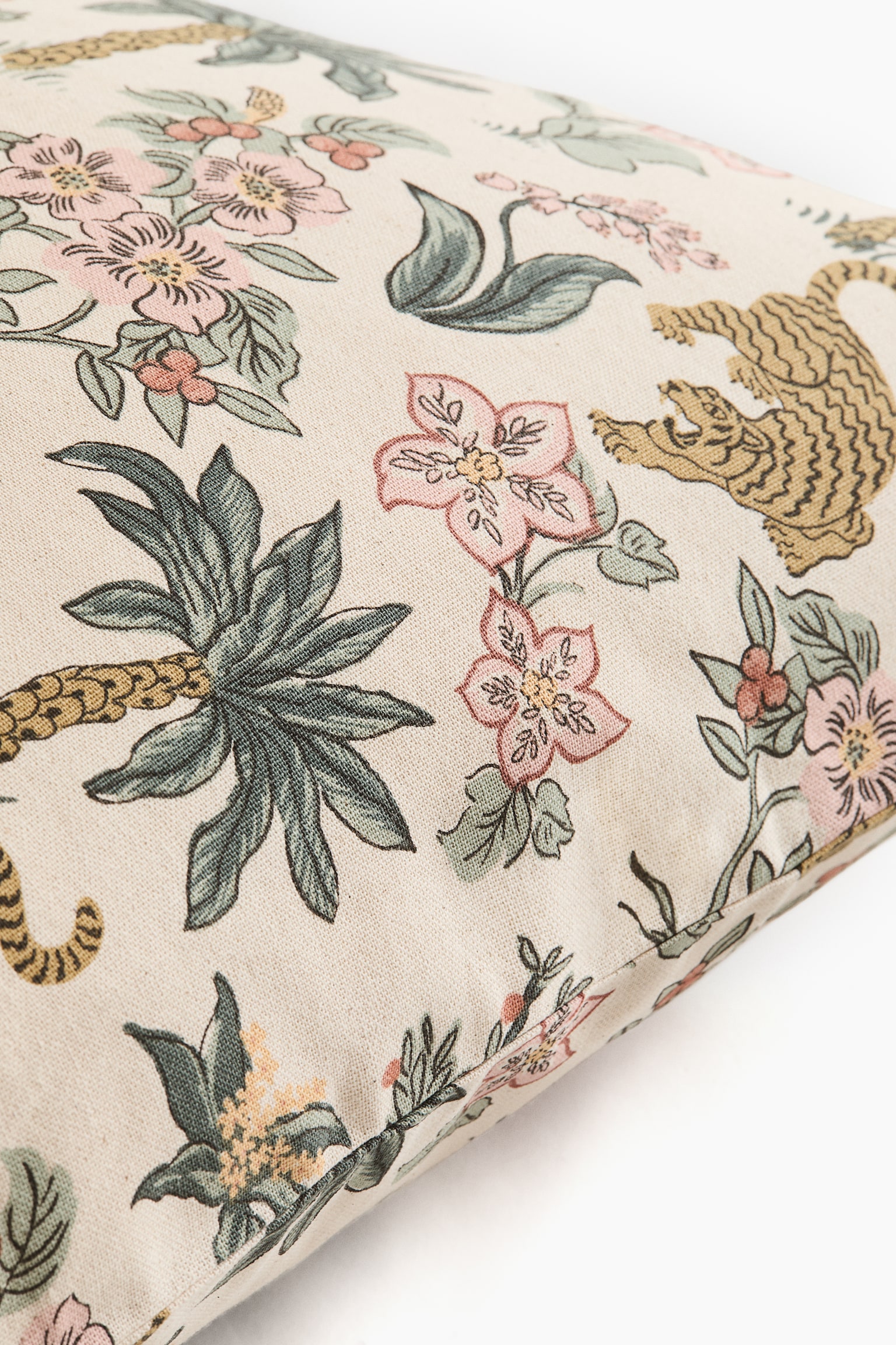 Patterned canvas cushion cover - Light beige/Patterned/Light beige/Floral - 3