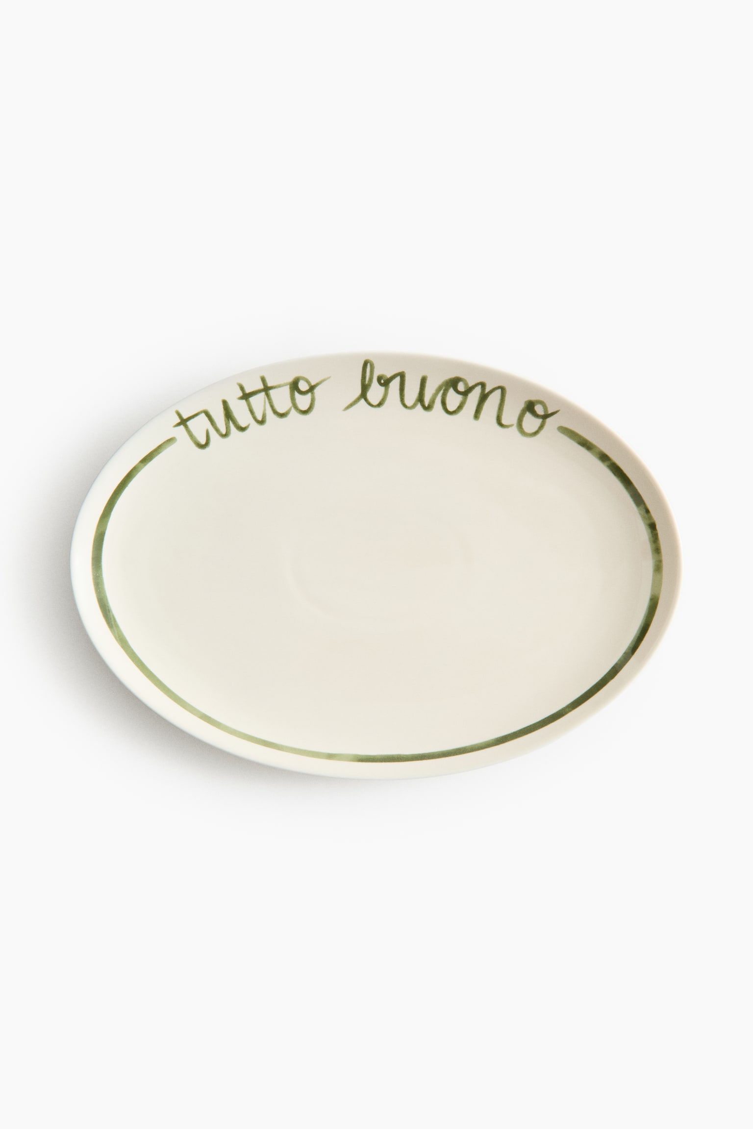 Large porcelain serving plate - White/Green - 4