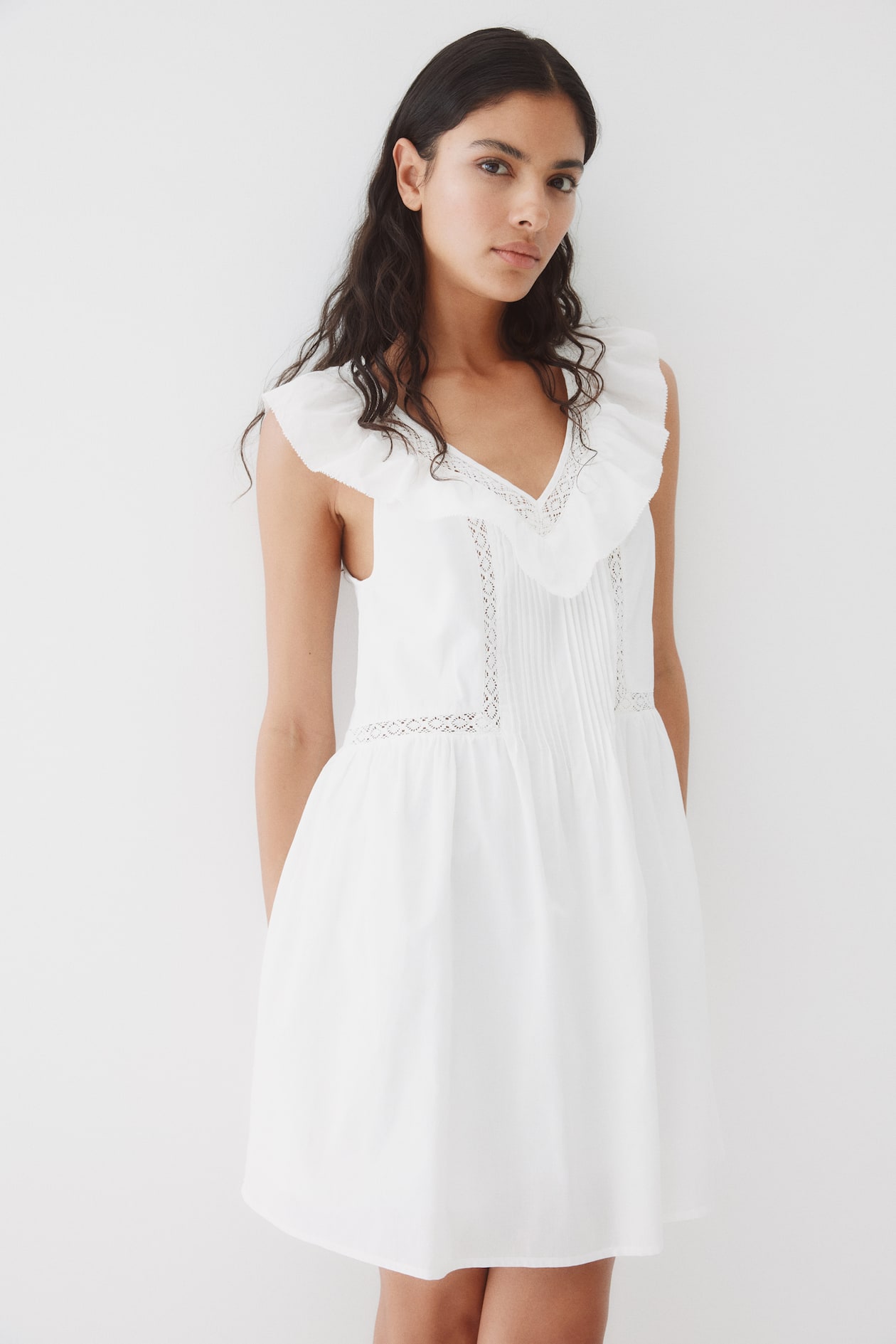 Ruffle-Trimmed Cotton Dress