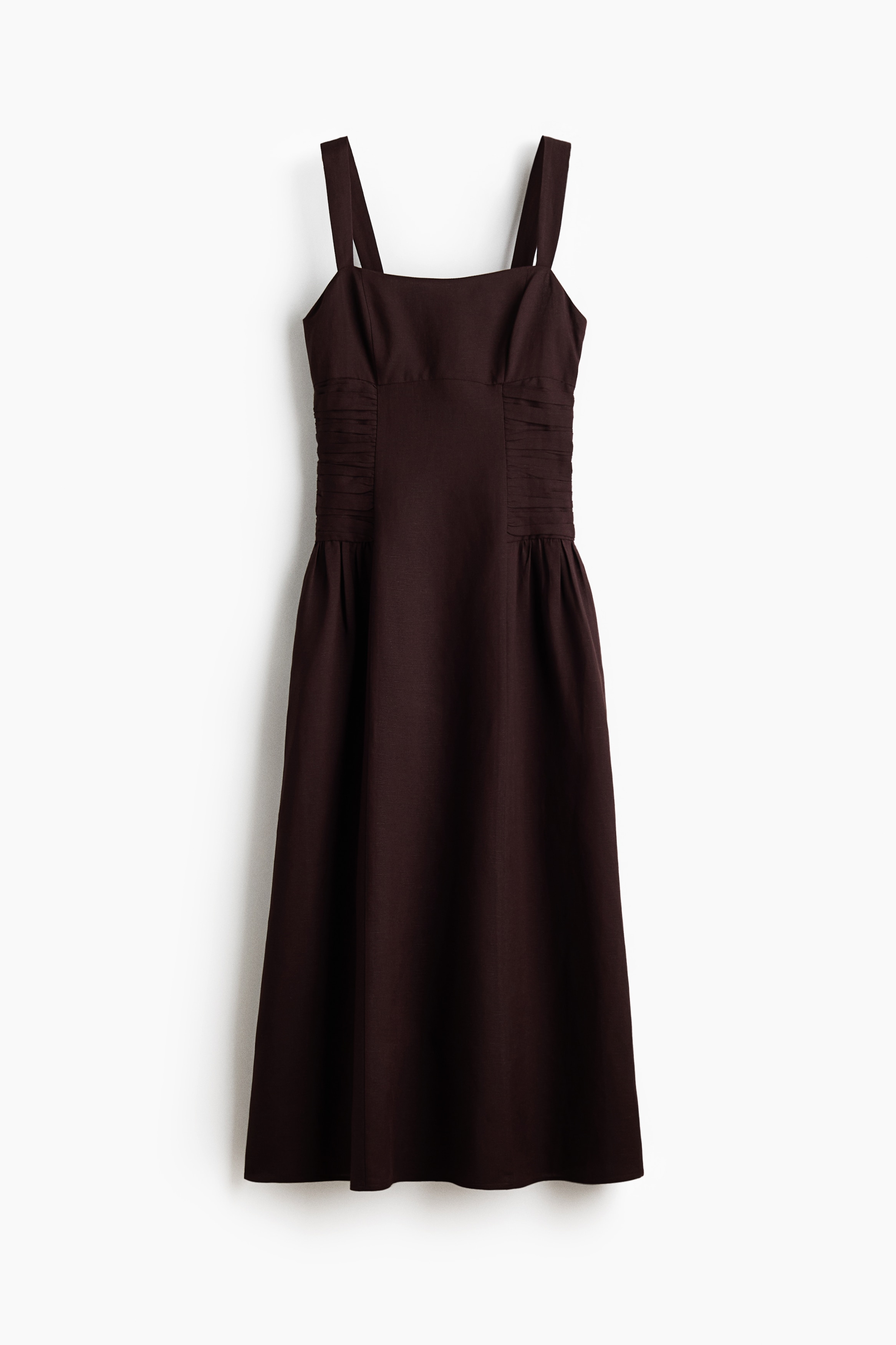 Linen-blend strappy dress - Dark brown